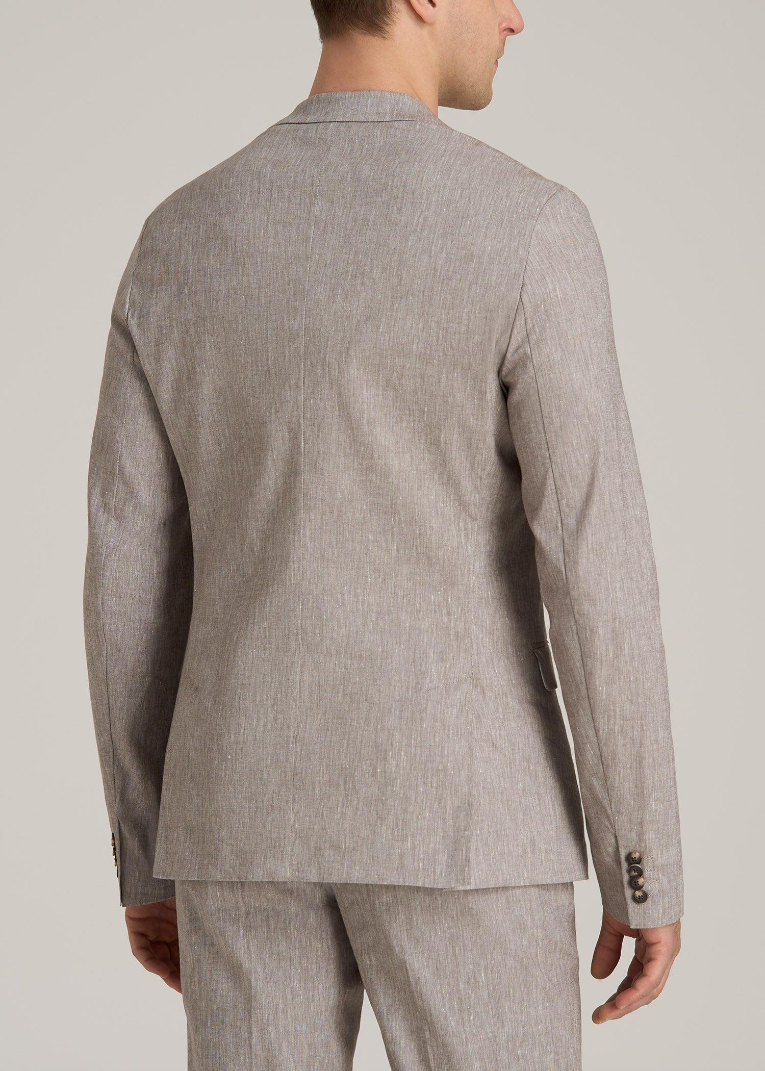 Stretch Linen Blazer for Tall Men in Brown Linen Male Product Image