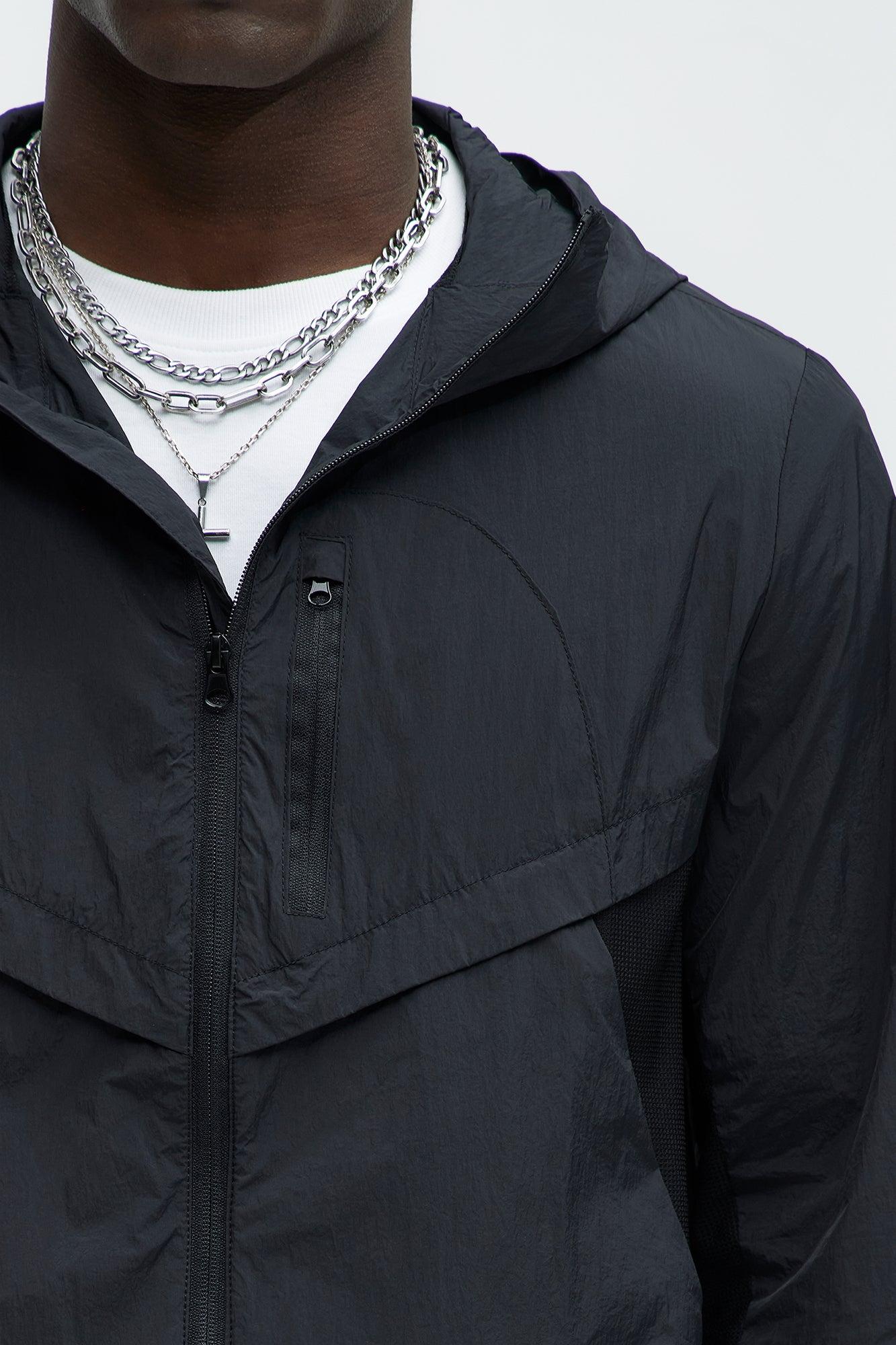 Mesh Panel Nylon Jacket - Black Product Image