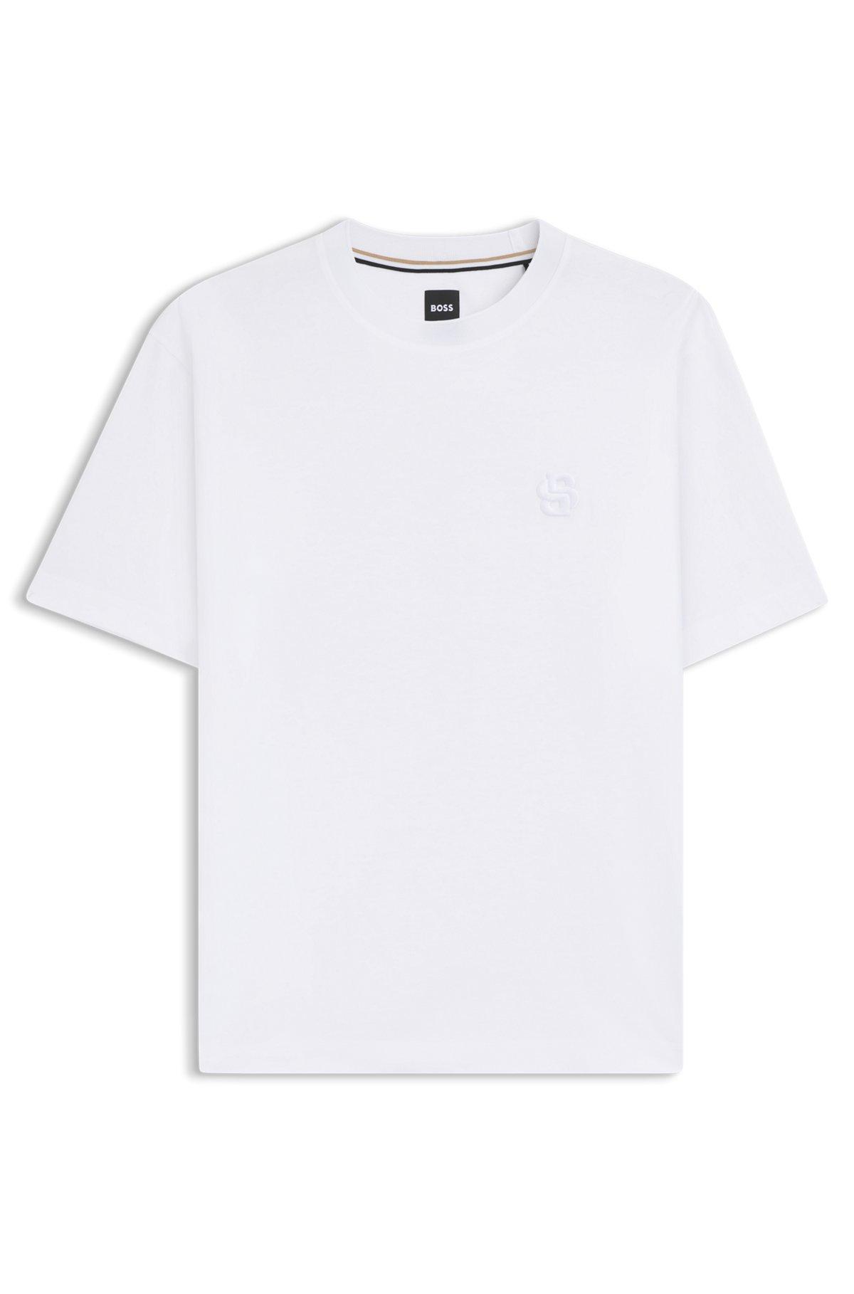 BOSS SELECTED BY SHOHEI OHTANI Mercerized-cotton T-shirt with Double B monogram Product Image