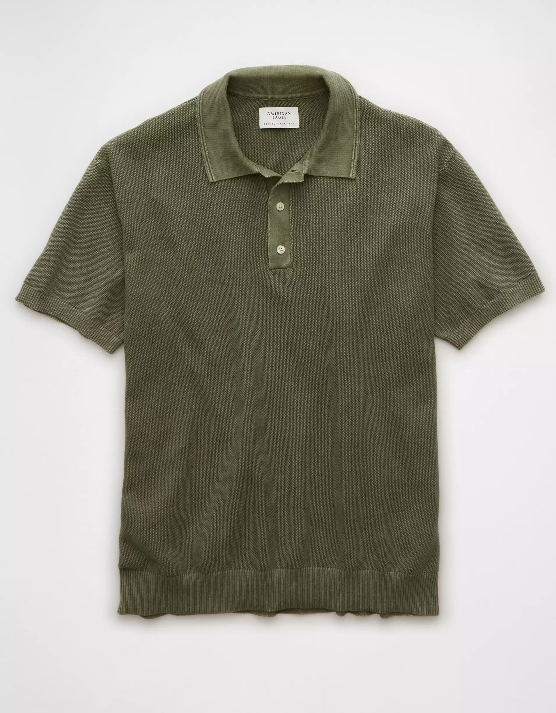 AE Weekend Washed Sweater Polo Shirt Product Image