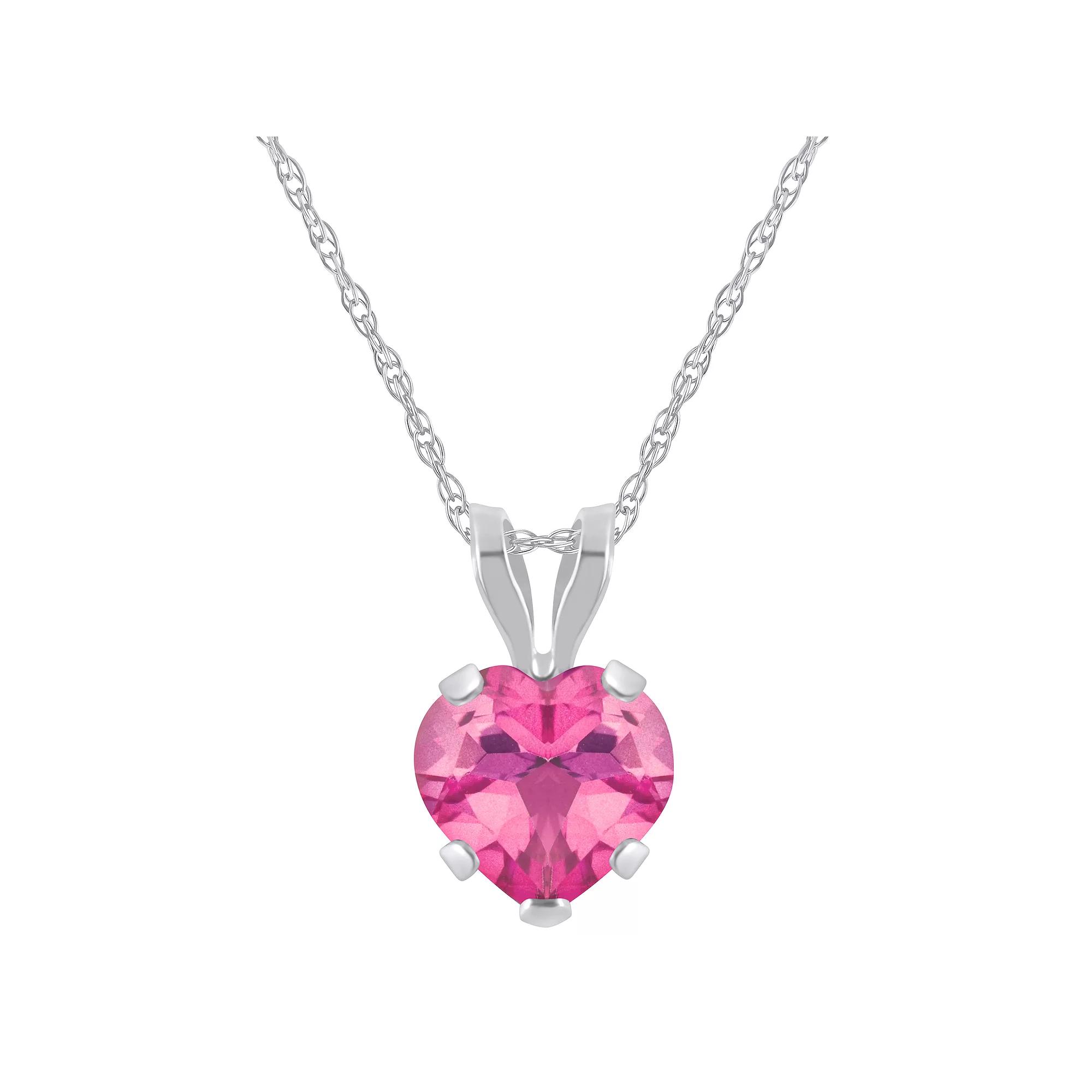 Celebration Gems 10k Gold Heart Shape Pink Topaz Pendant Necklace, Women's,  Product Image