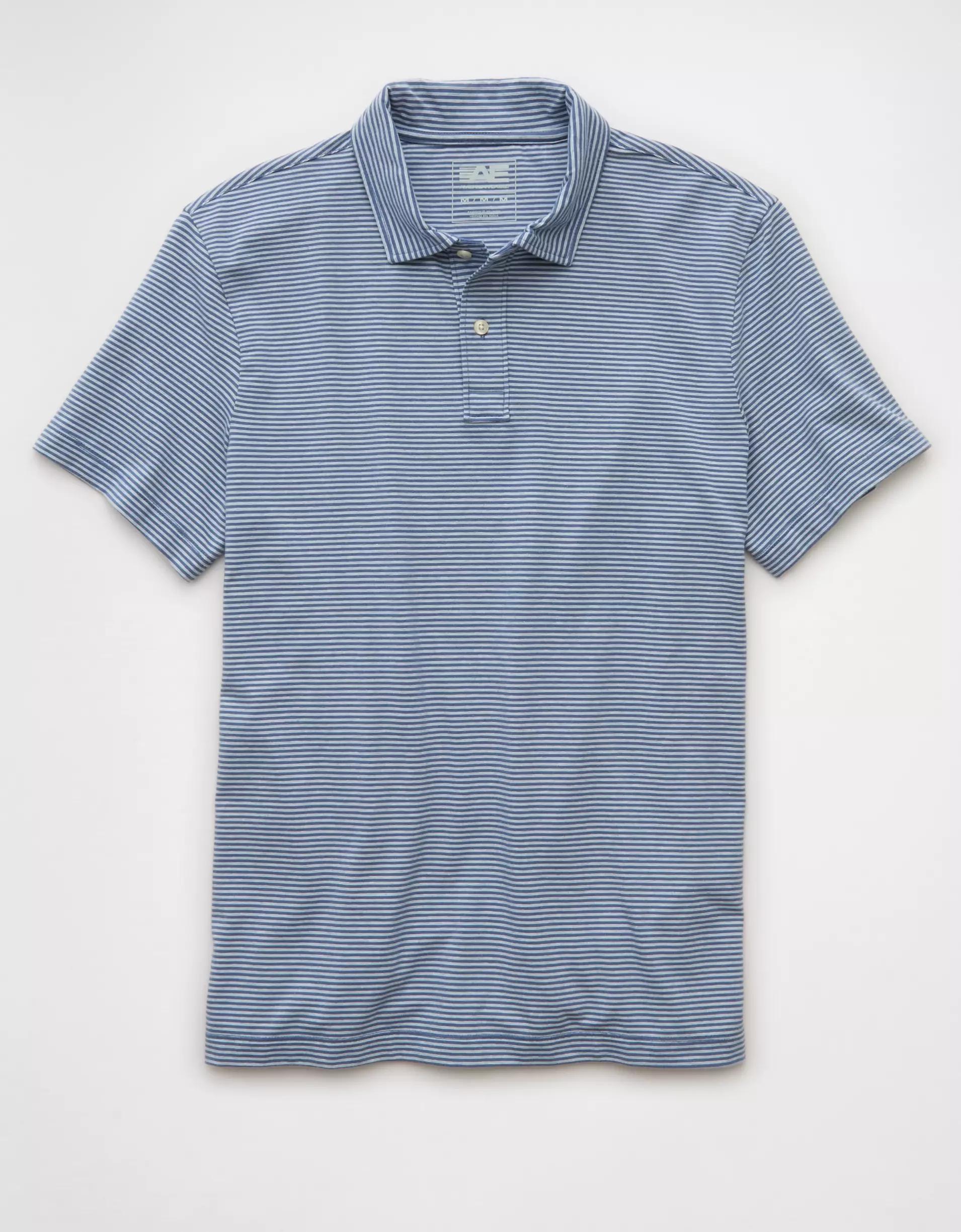 AE 24/7 Club Logo Striped Polo Shirt Product Image