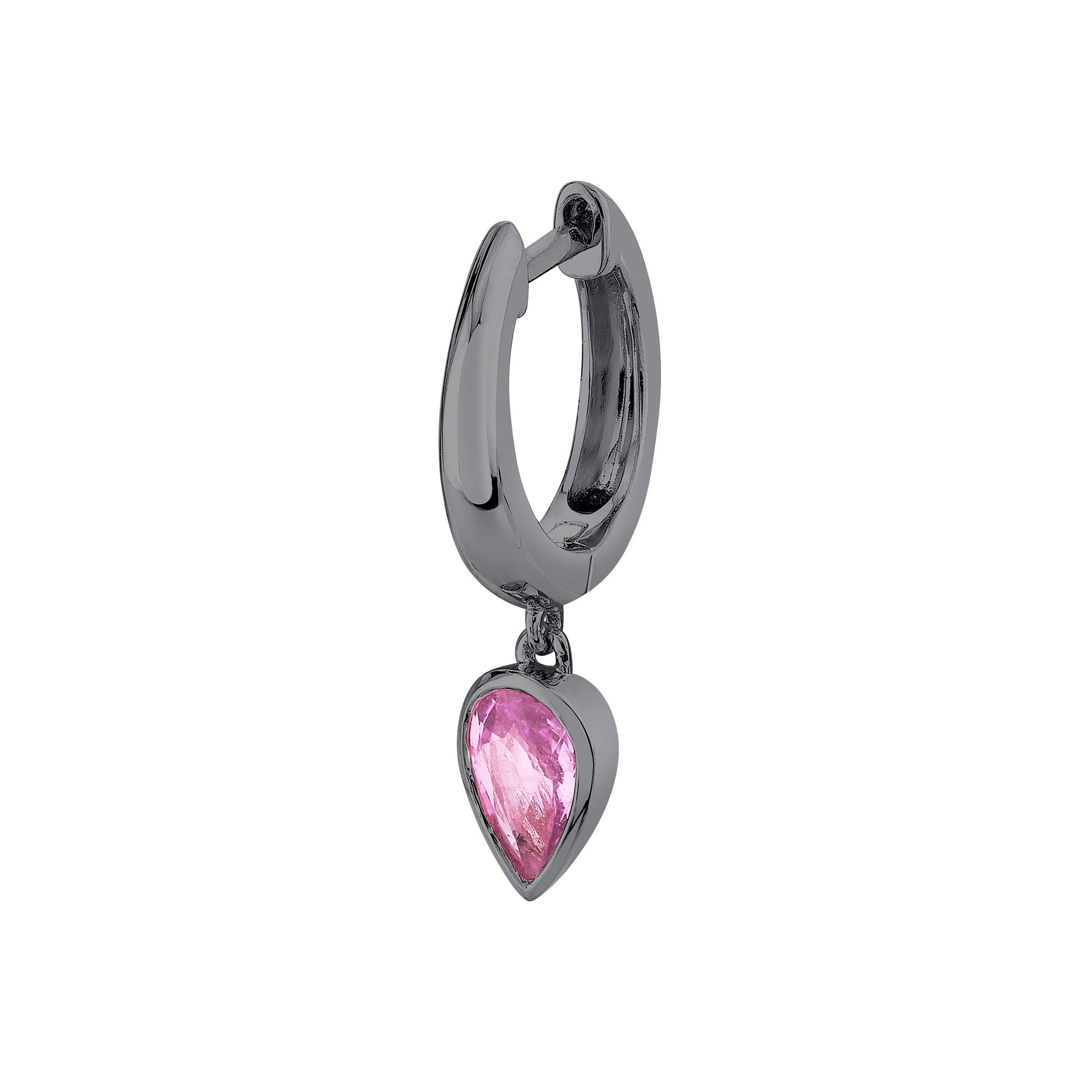 SINGLE PINK SAPPHIRE PEAR DROP HUGGIE Product Image