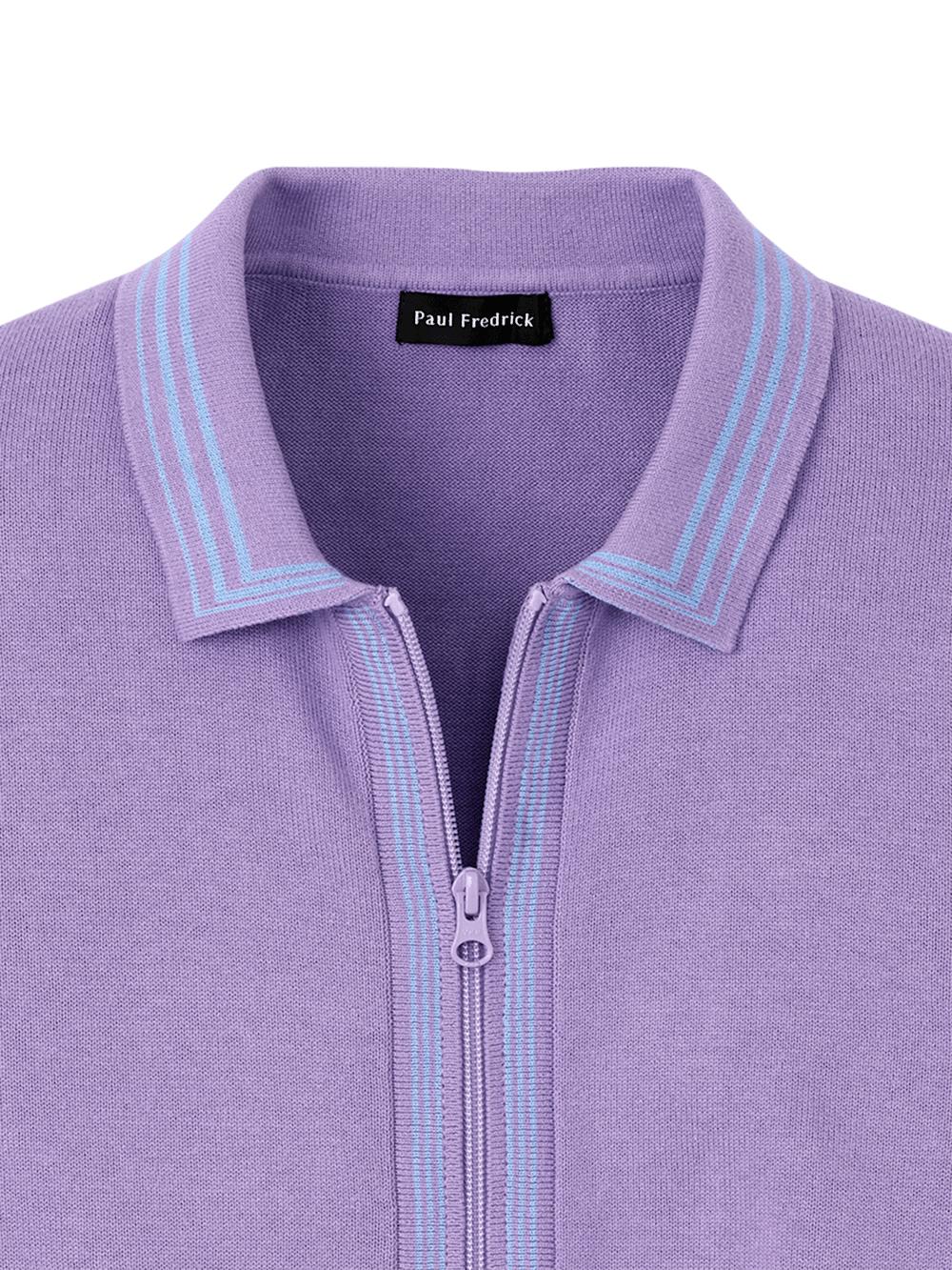 Cotton Full Zip Polo - Purple Product Image