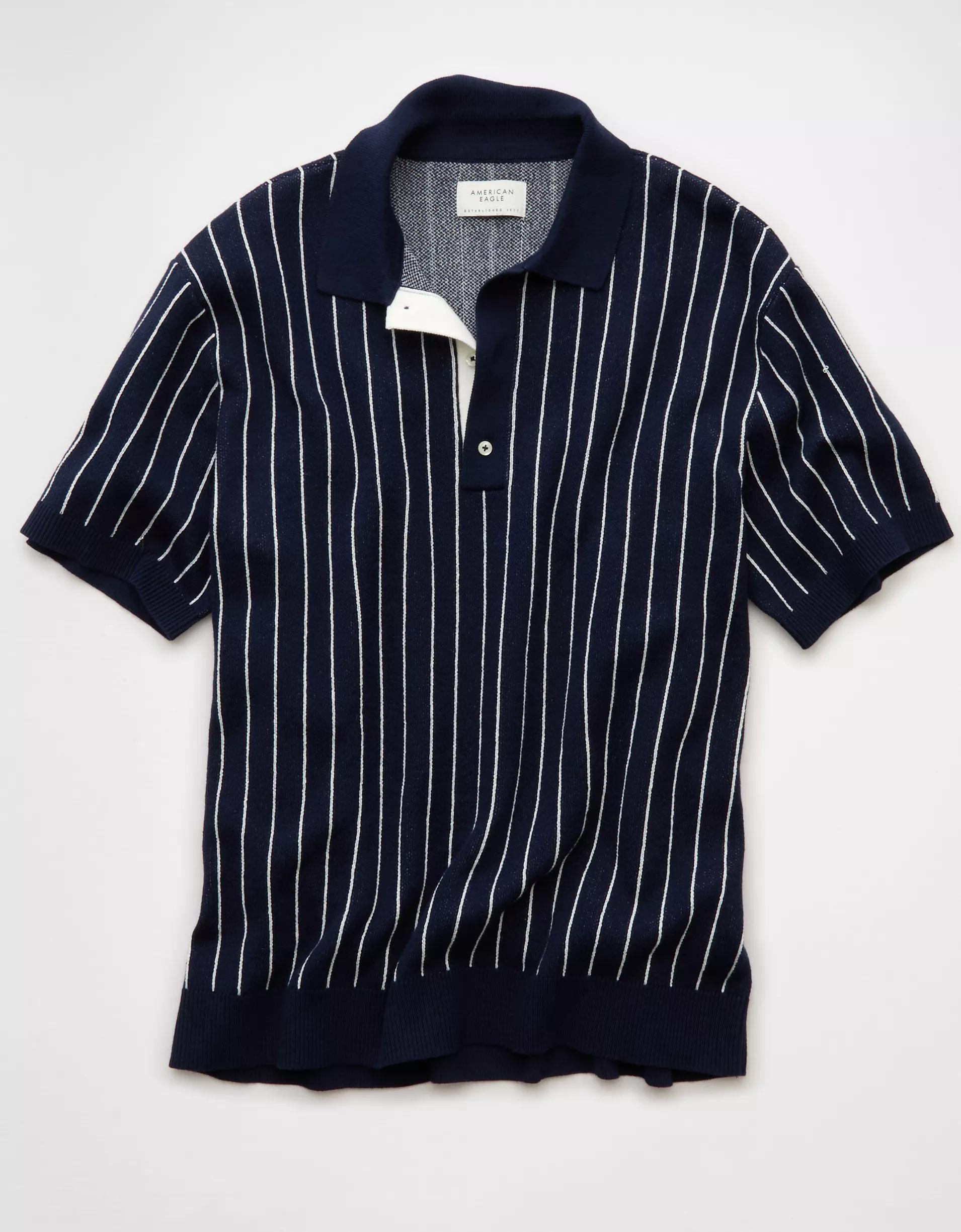 AE Weekend Striped Sweater Polo Shirt Product Image