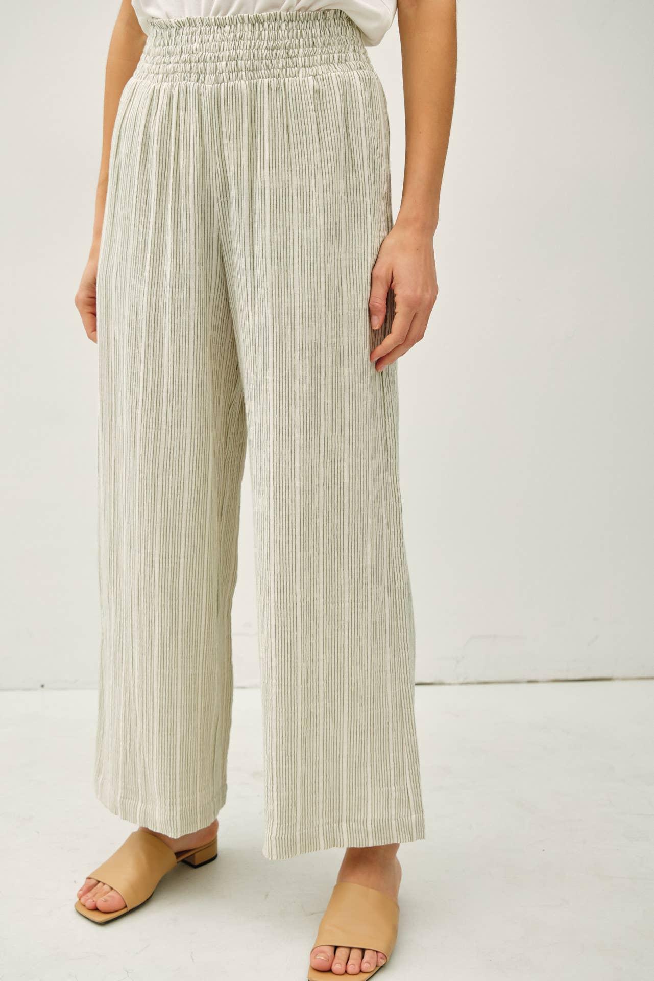 WARMER WEATHER PINSTRIPE GAUZE PANTS Product Image
