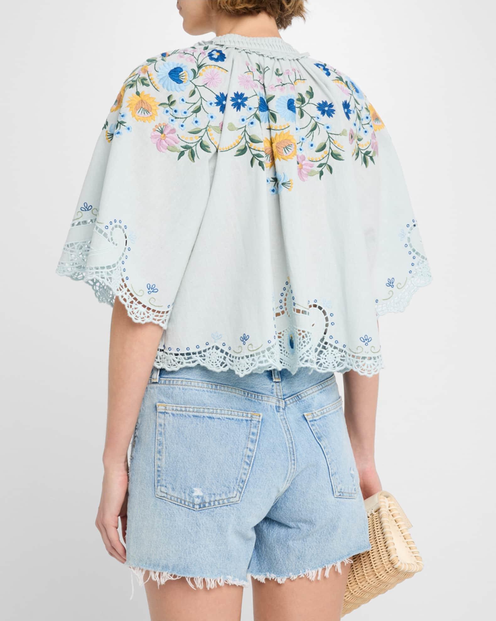 Celia Short-Sleeve Embroidered Top Product Image