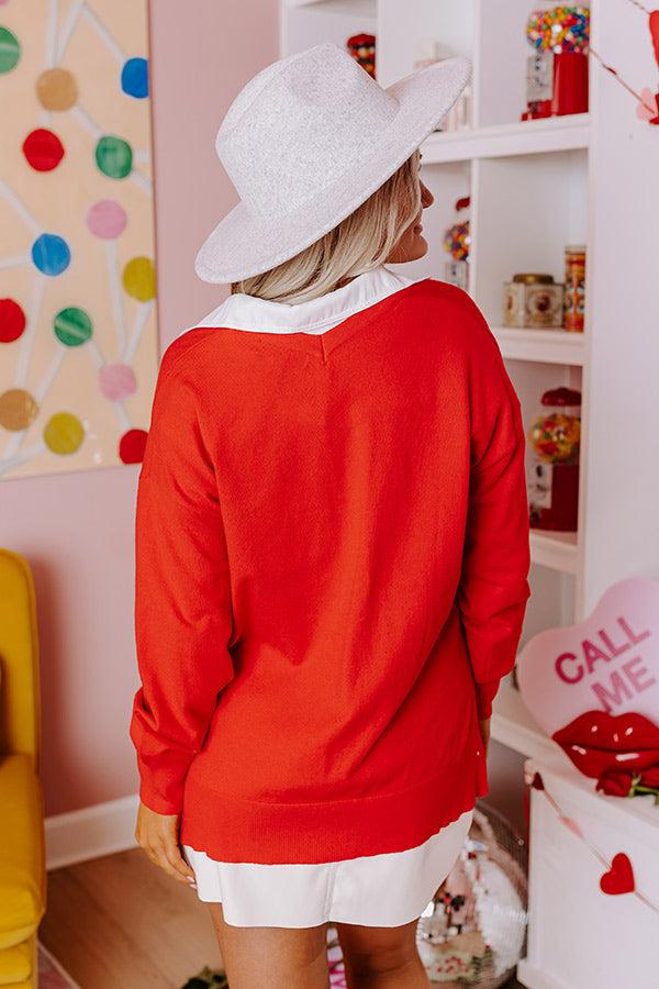 Sincerely Snuggly Sweater Top in Red Product Image