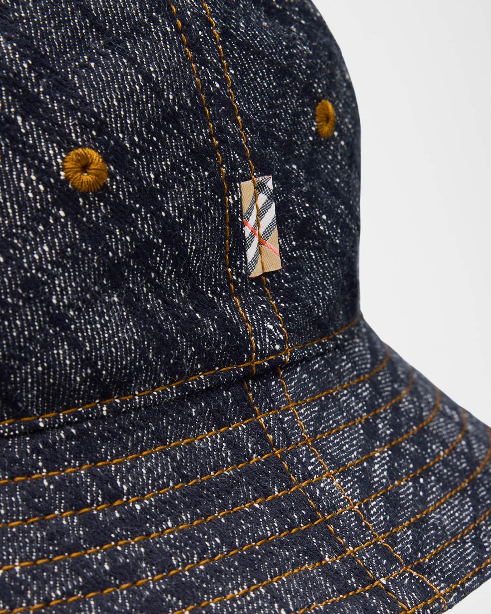 Mens Check Denim Bucket Hat Product Image