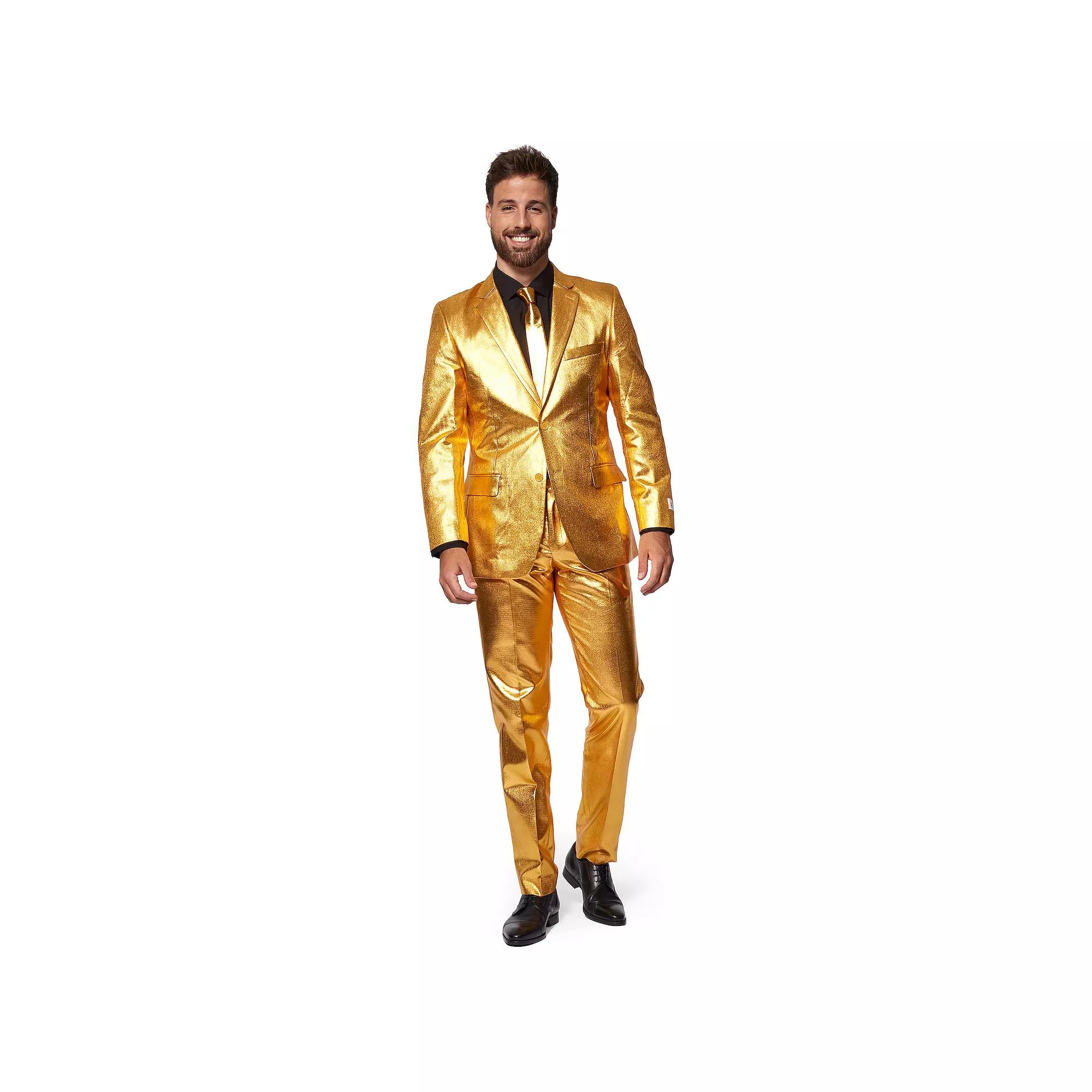 Men's OppoSuits Groovy Gold Slim-Fit Holiday Suit & Tie Set, Size: 44 - Regular Product Image