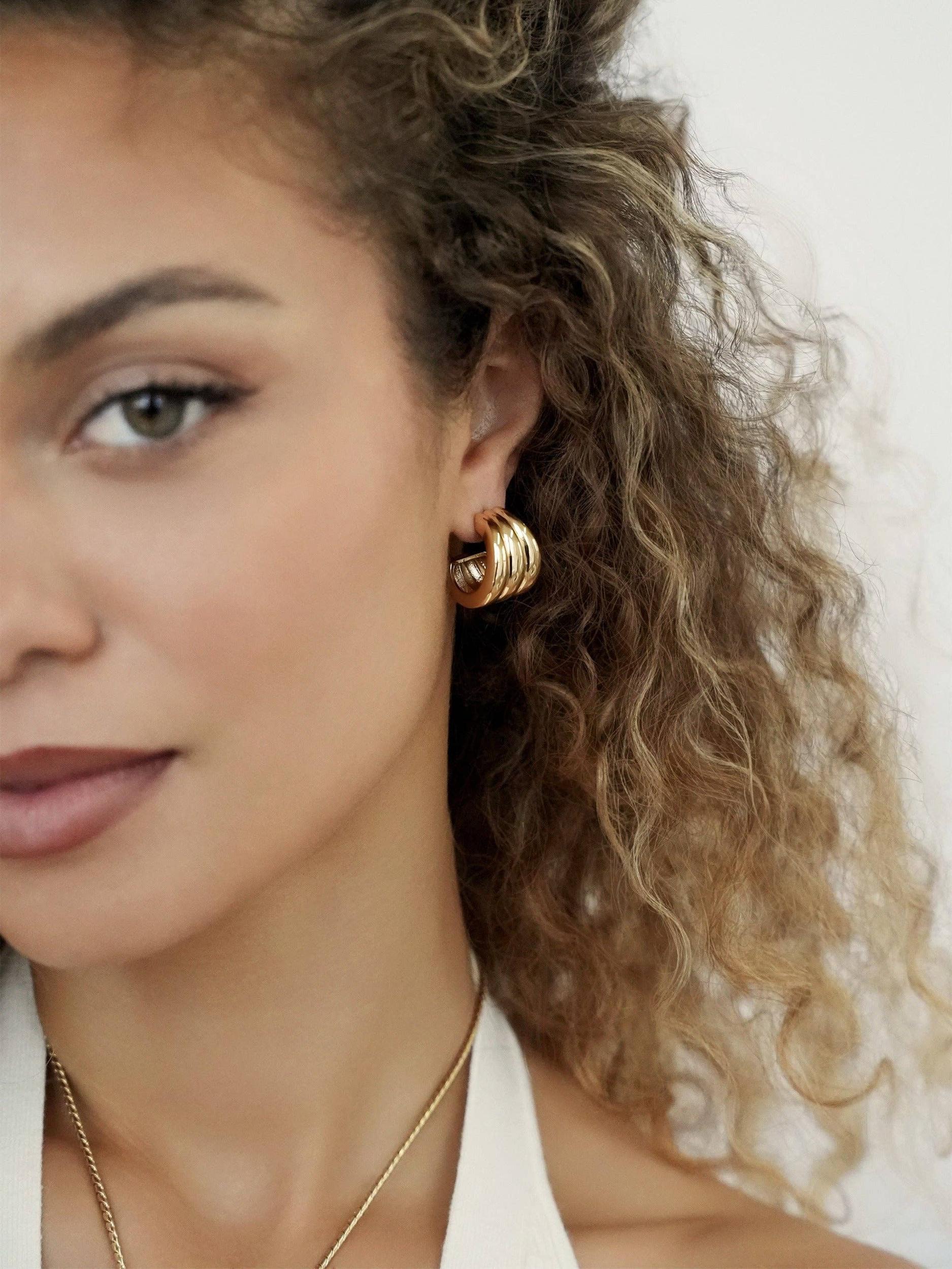 Triple Ribbed Hoops Product Image