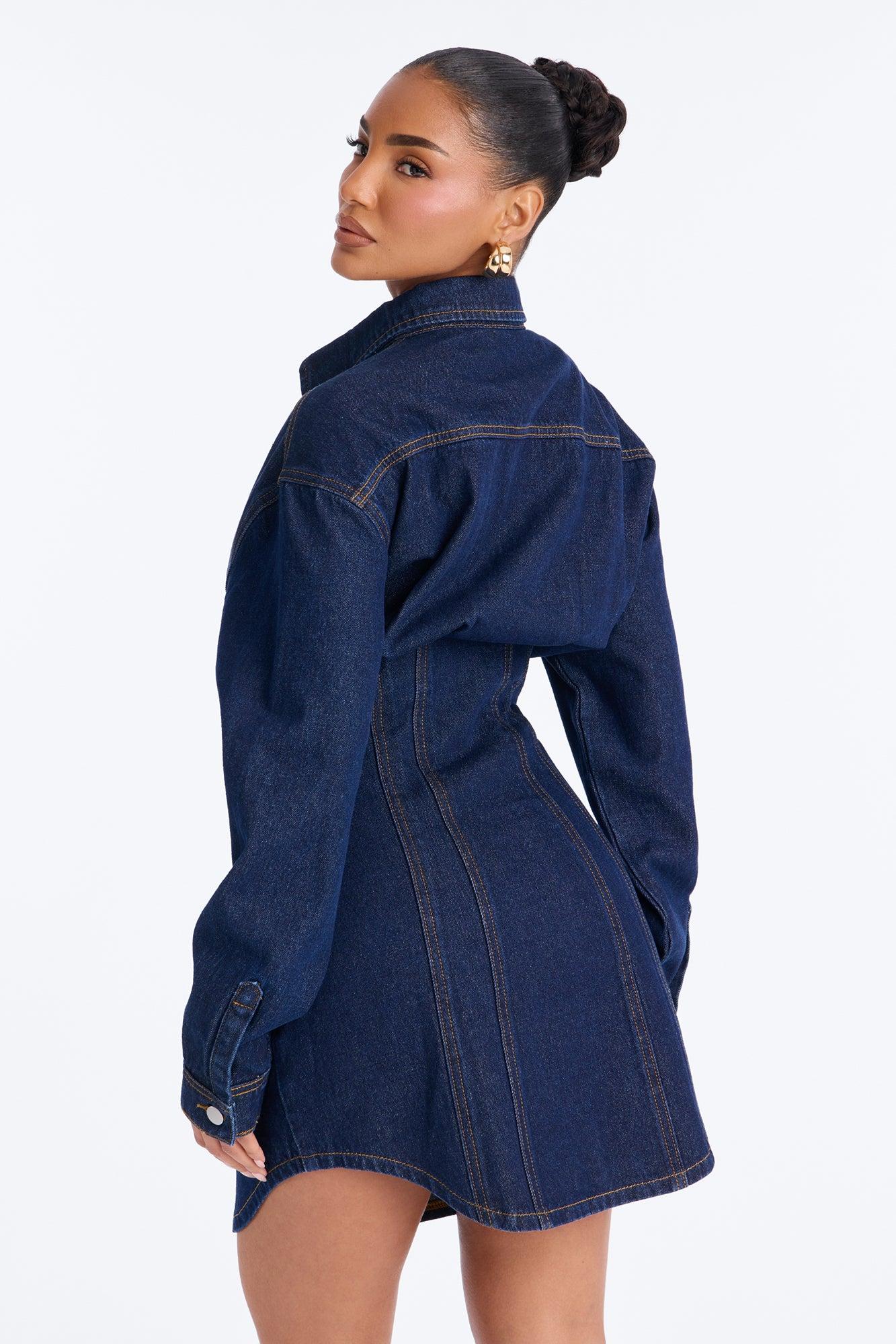 Alessandra Denim Mini Dress - Dark Wash Female Product Image