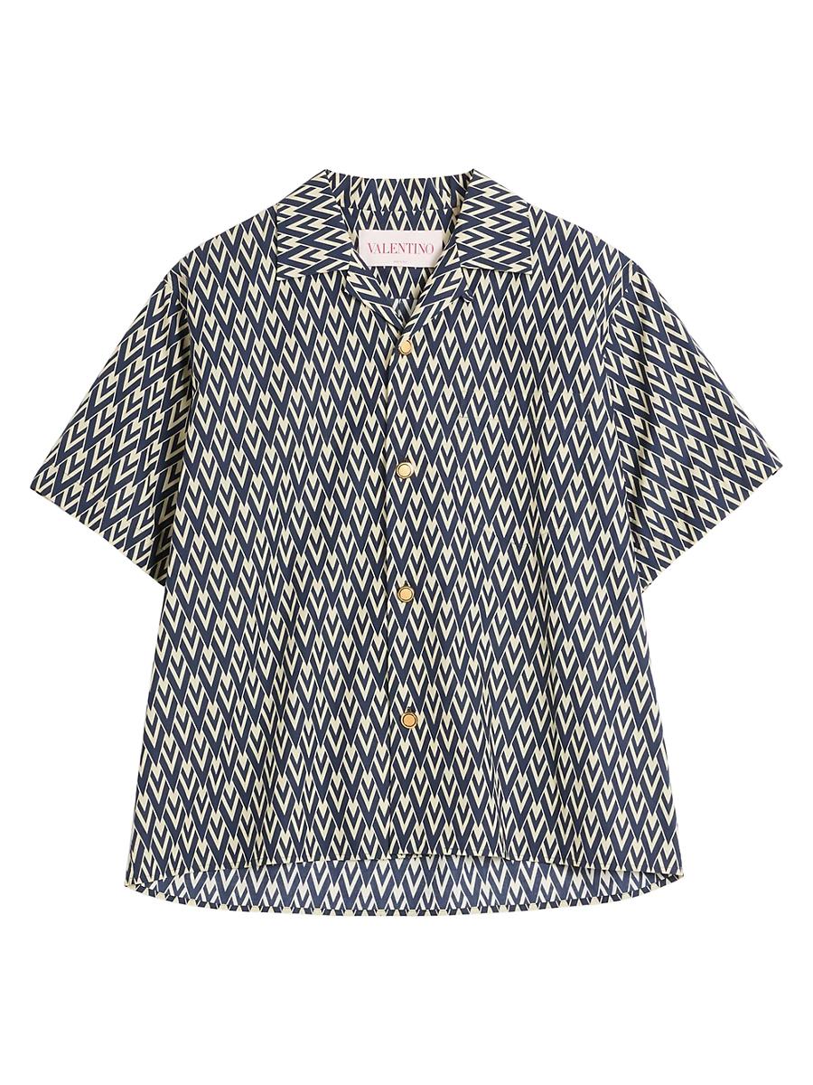 Mens Cotton Popeline Bowling Shirt with Toute La V Print Product Image