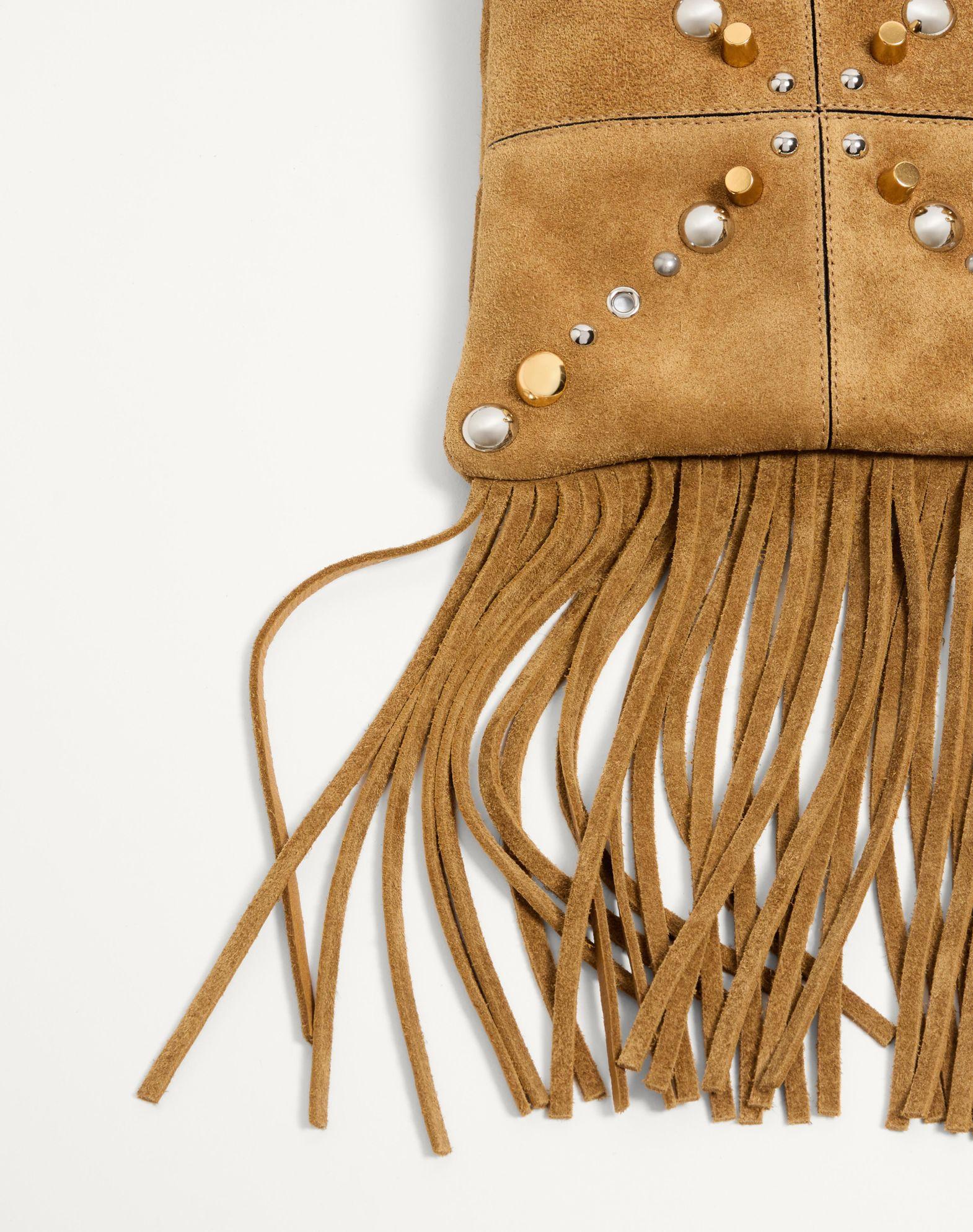 Valentino Garavani Nellcôte Small Shoulder Bag In Suede With Fringes Product Image