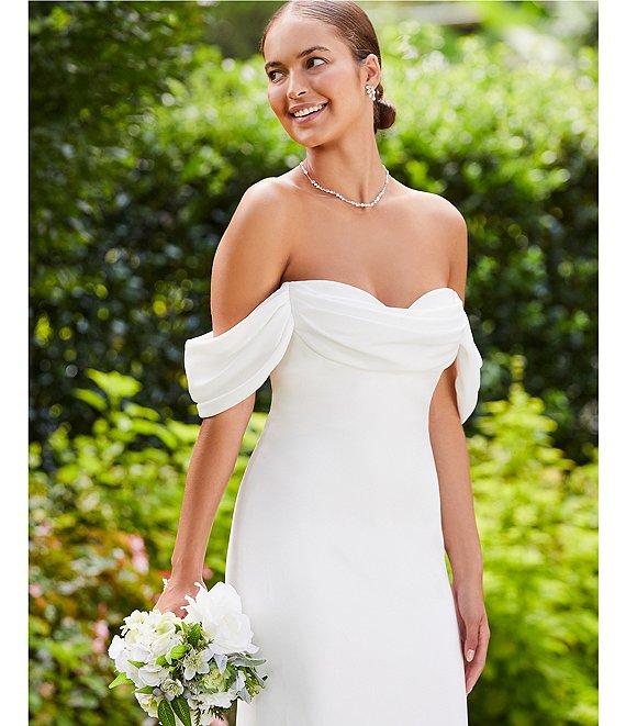 Tadashi Shoji Chiffon Drape Off-The-Shoulder Gown Product Image