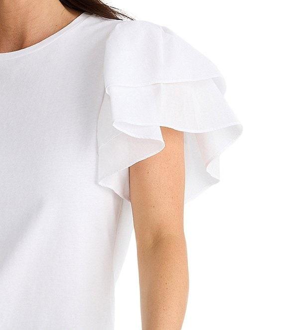 Brave + True Gigi Short Flutter Sleeve Crew Neckline Top Product Image
