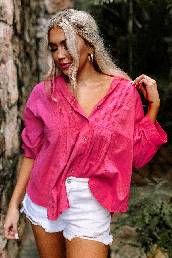 Seven Seas Button Up Top in Hot Pink Product Image