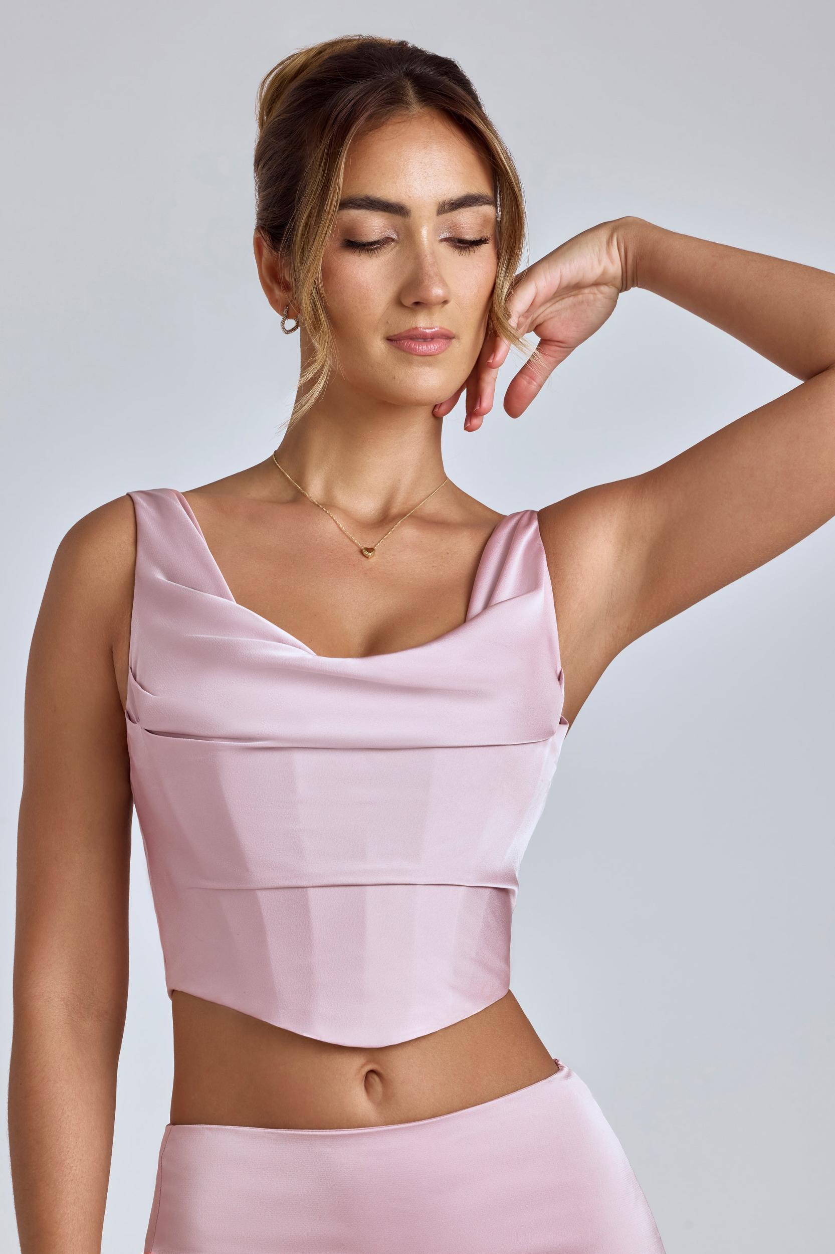 Draped Cowl Corset in Blush Product Image