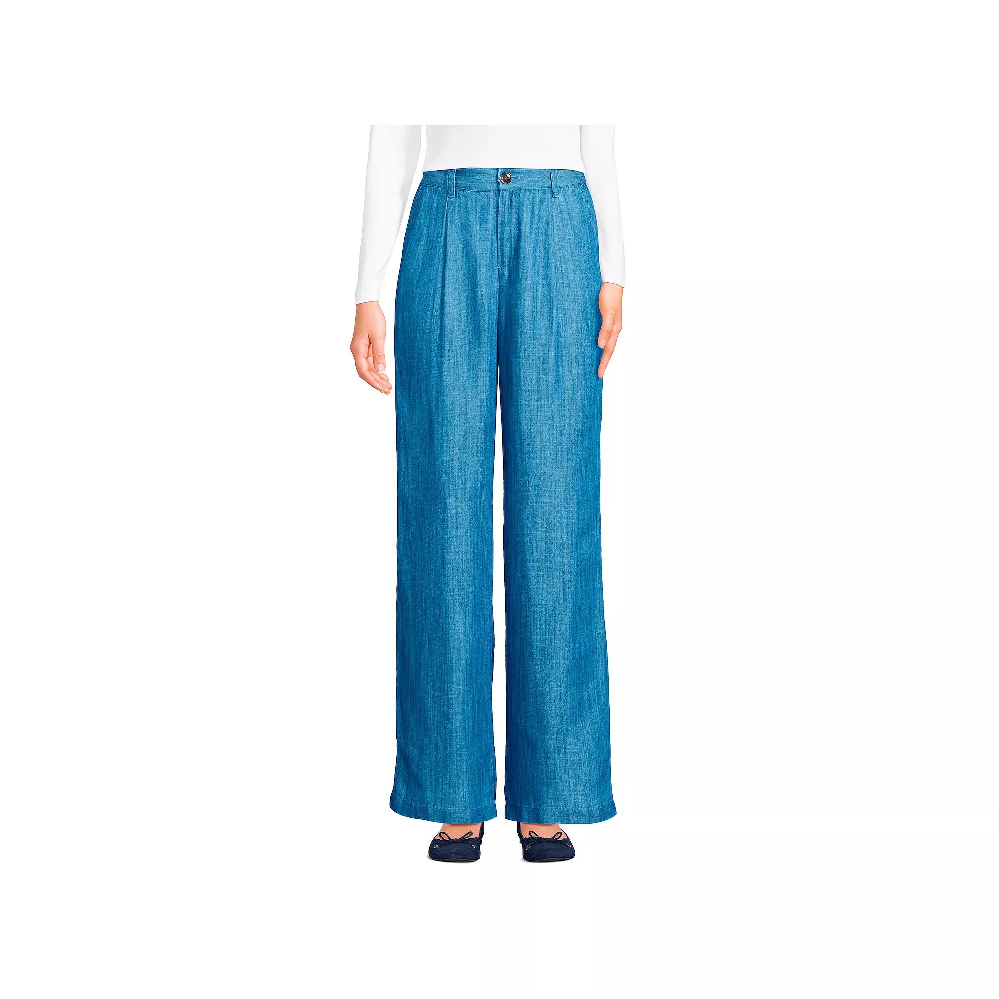 Women's Lands' End High Rise Pleated Wide Leg Pants,  Product Image