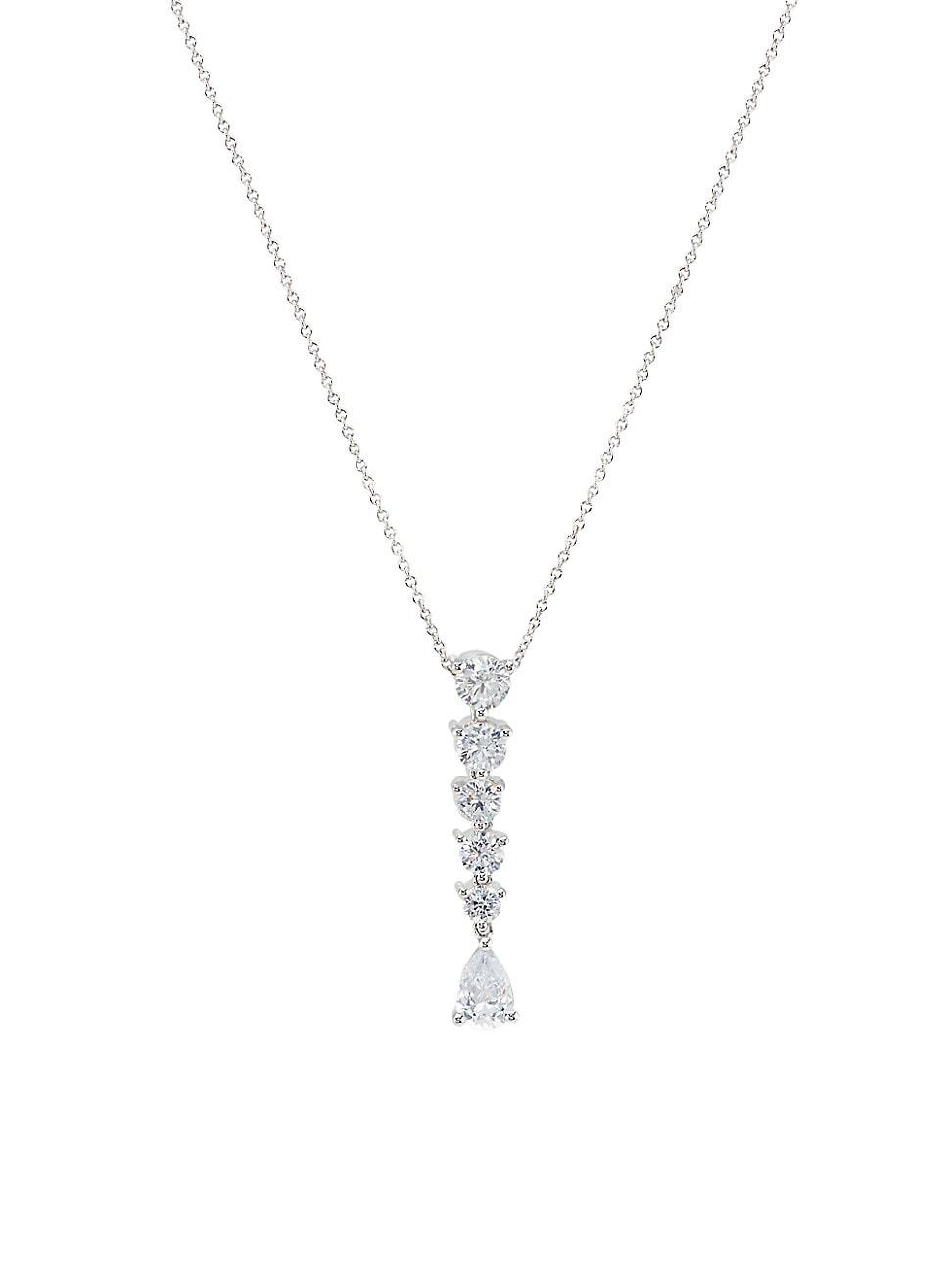 Womens 14K White Gold & 1.50 TCW Lab-Grown Diamond Pendant Necklace Product Image