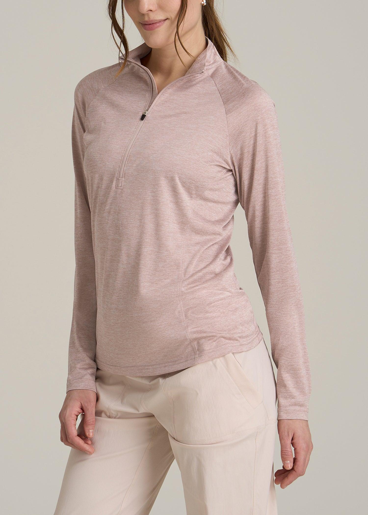 Long Sleeve Active Half-Zip Pullover Jacket for Tall Women in Desert Rose Mix Female Product Image