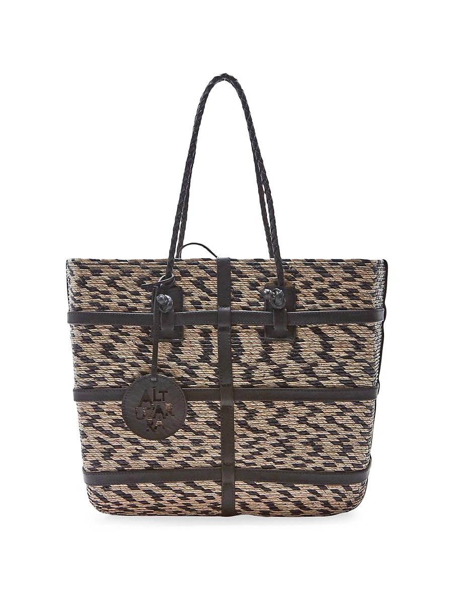 Womens Watermill Straw & Leather Tote Bag Product Image