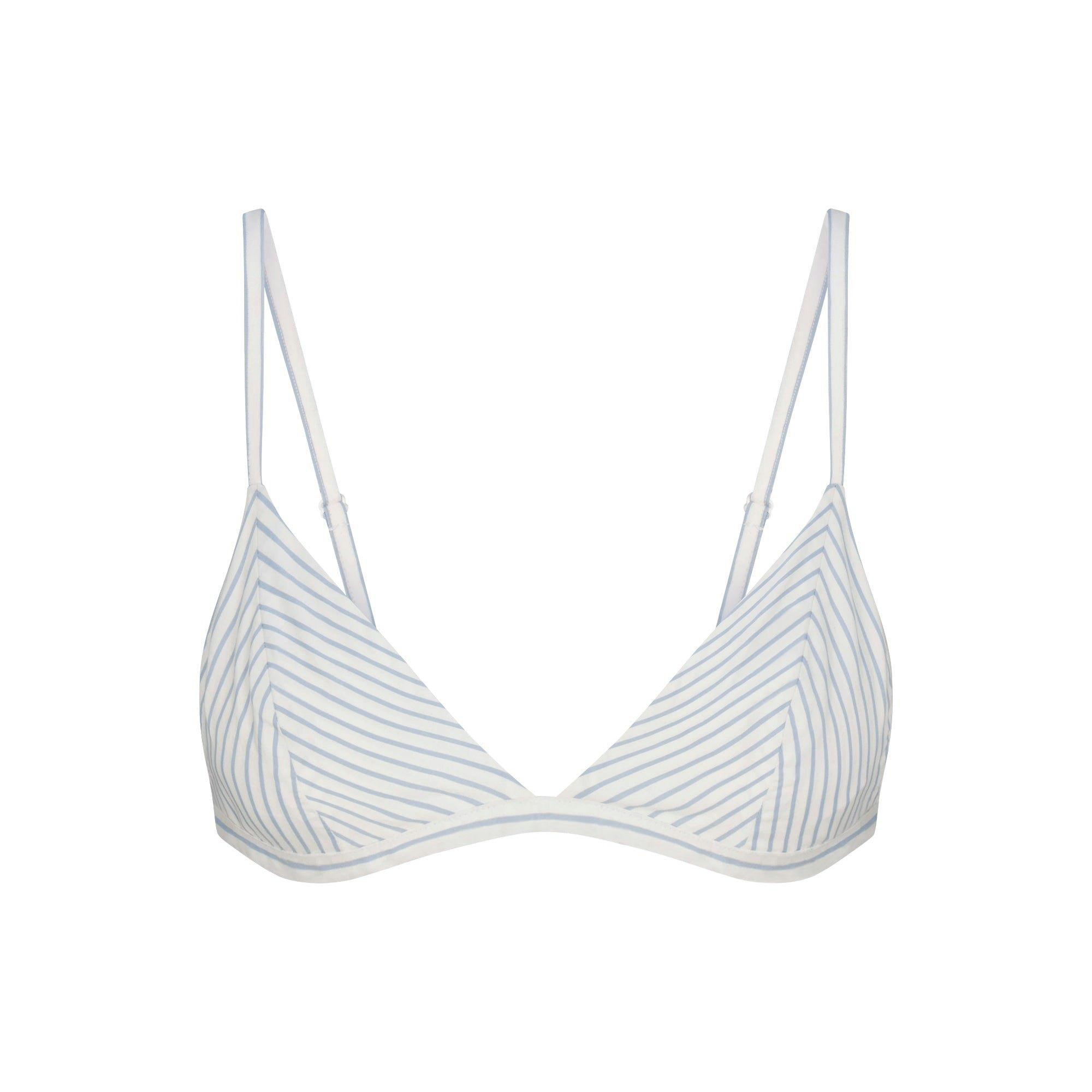 COTTON POPLIN TRIANGLE BRALETTE | ZEN BLUE STRIPE Product Image