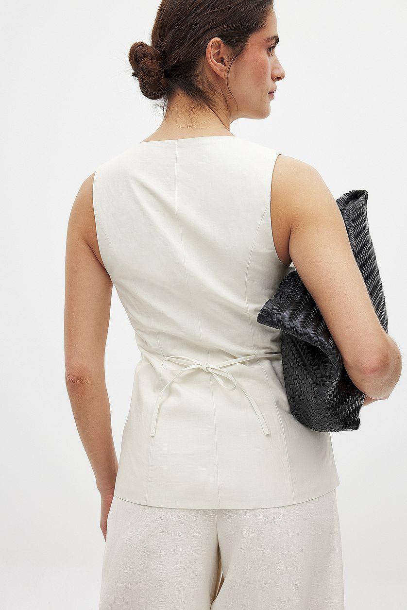 Linen Blend V Neck Vest Product Image