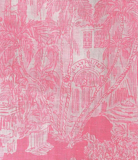 Lilly Pulitzer Sea View Woven Linen Anniversary Toile Print Point Collar Long Sleeve Button Down Blouse Product Image