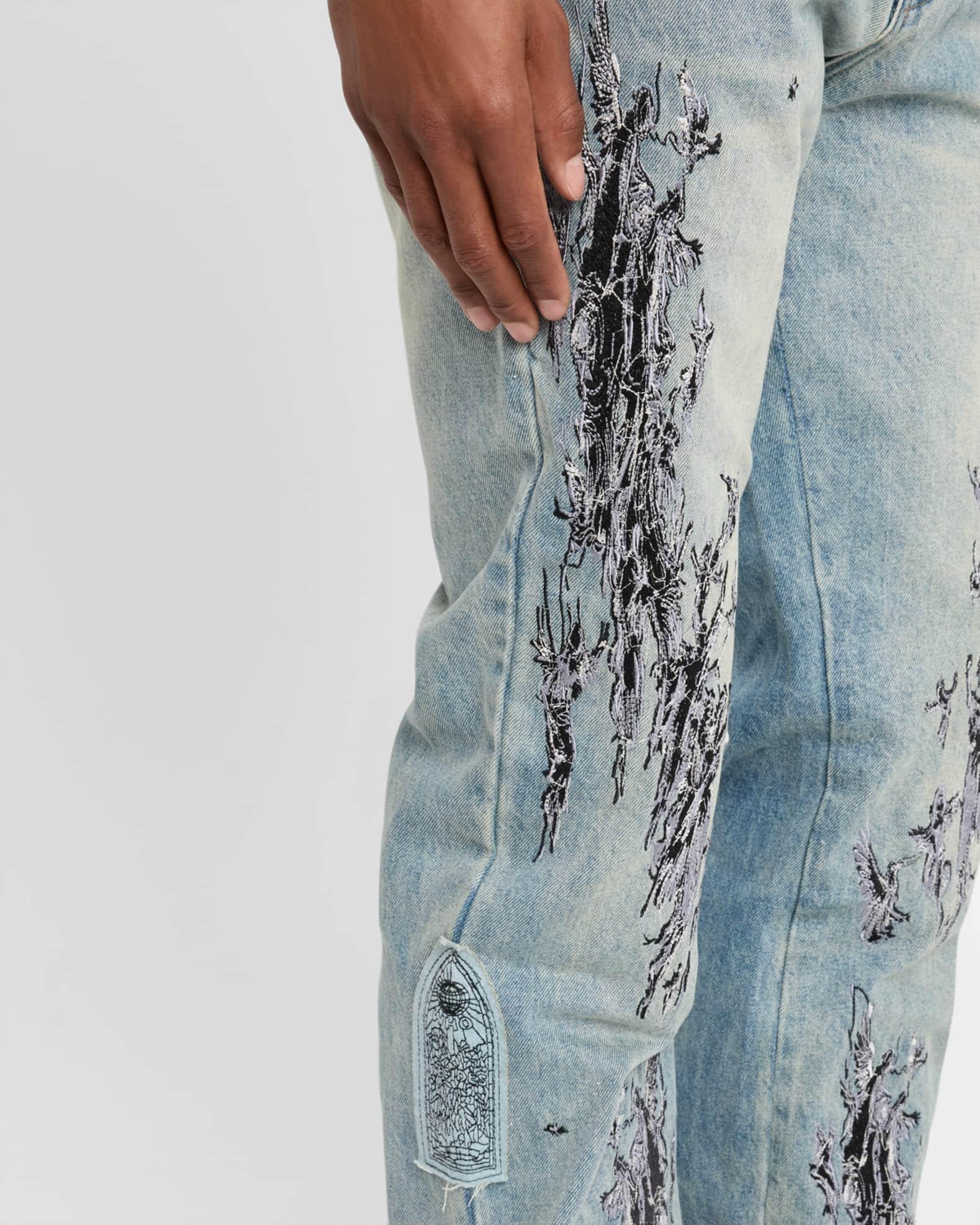 Men's Scratched Denim Jeans Product Image