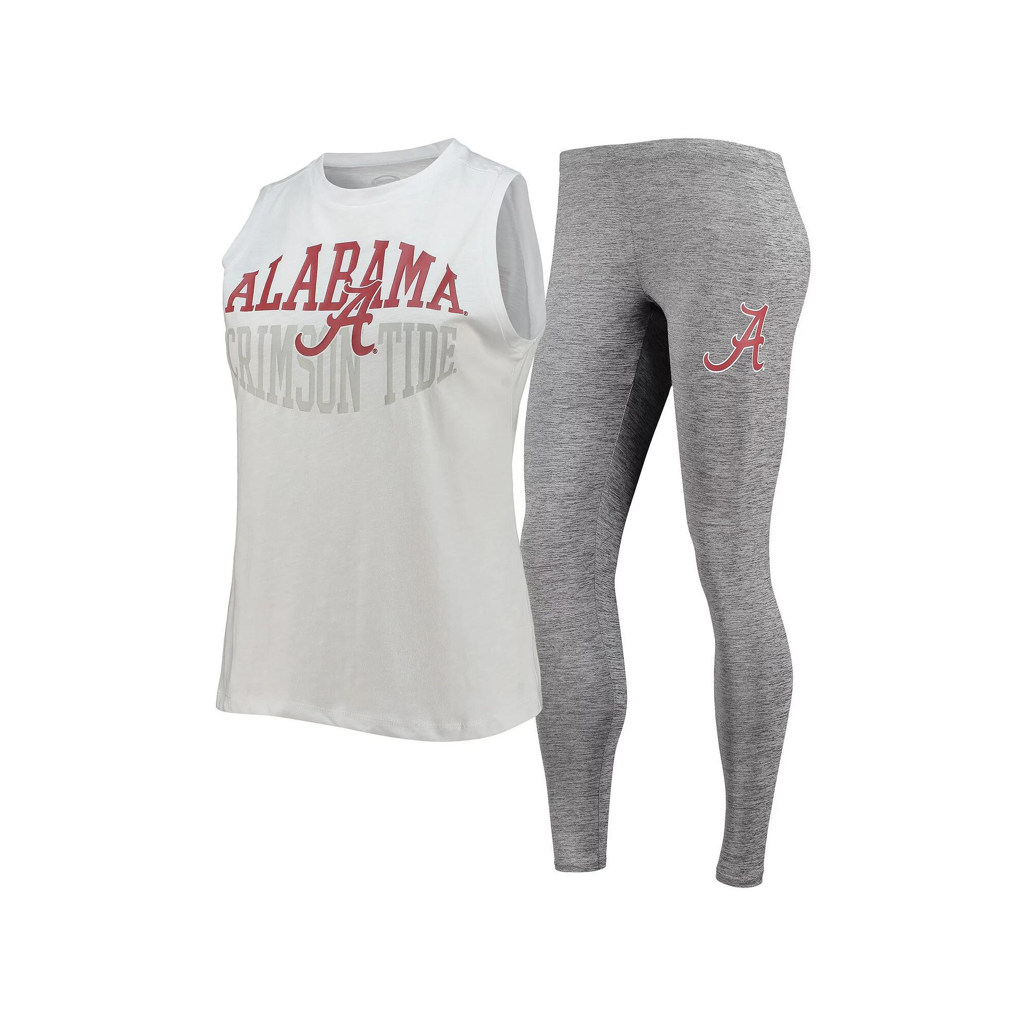 Women's Concepts Sport Charcoal/White Alabama Crimson Tide Tank Top & Leggings Sleep Set, Size: Medium Product Image