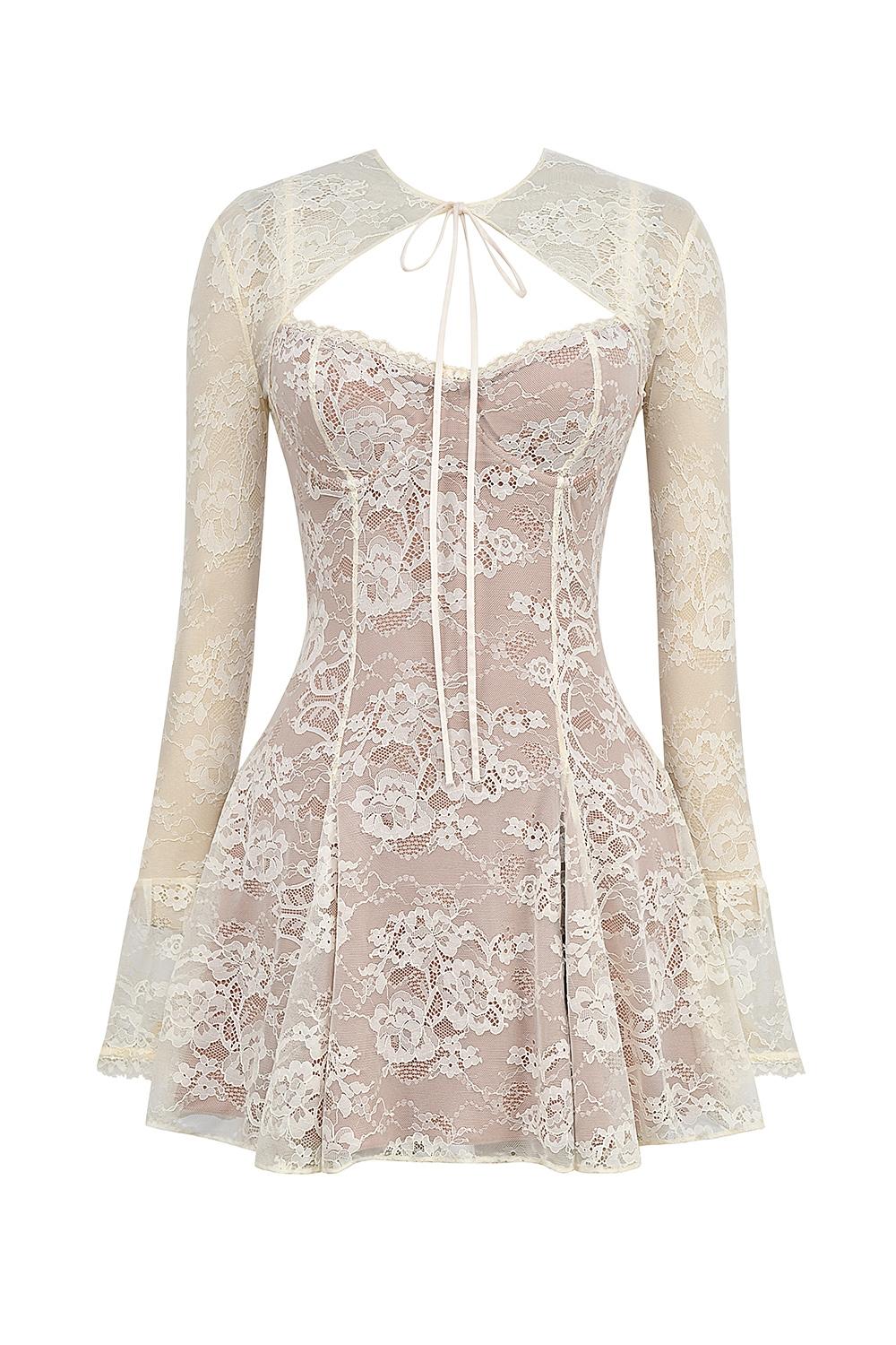 Alice  vintage cream lace mini dress Product Image