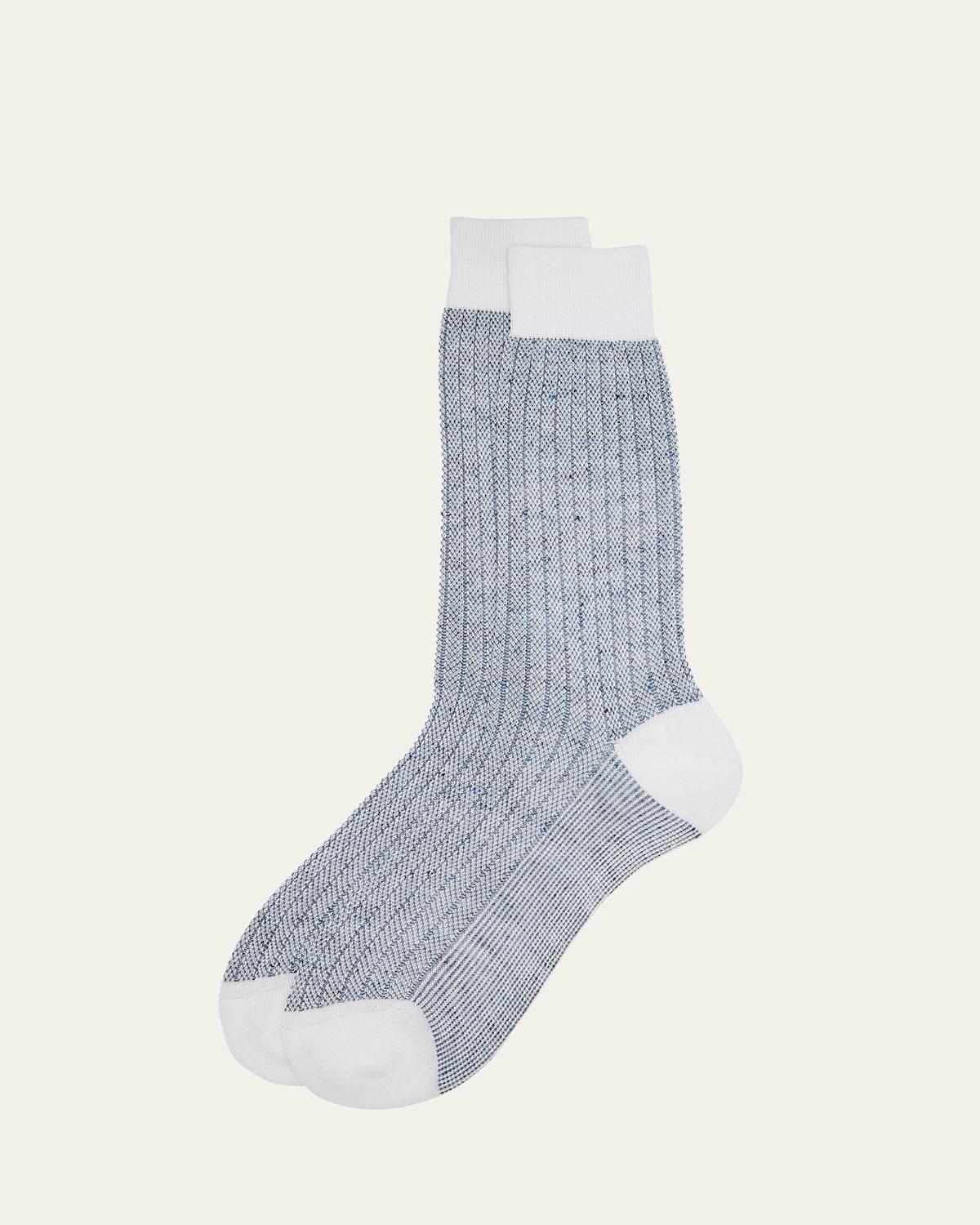 Men's Cotton and Linen Birdseye Rib Crew Socks Product Image
