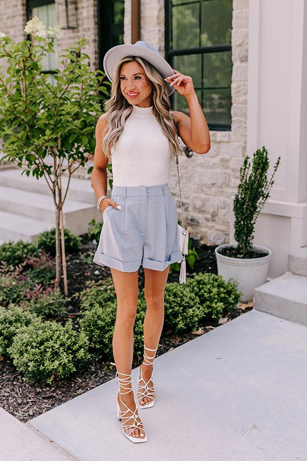 Never Outdone High Waist Shorts in Light Airy Blue Product Image