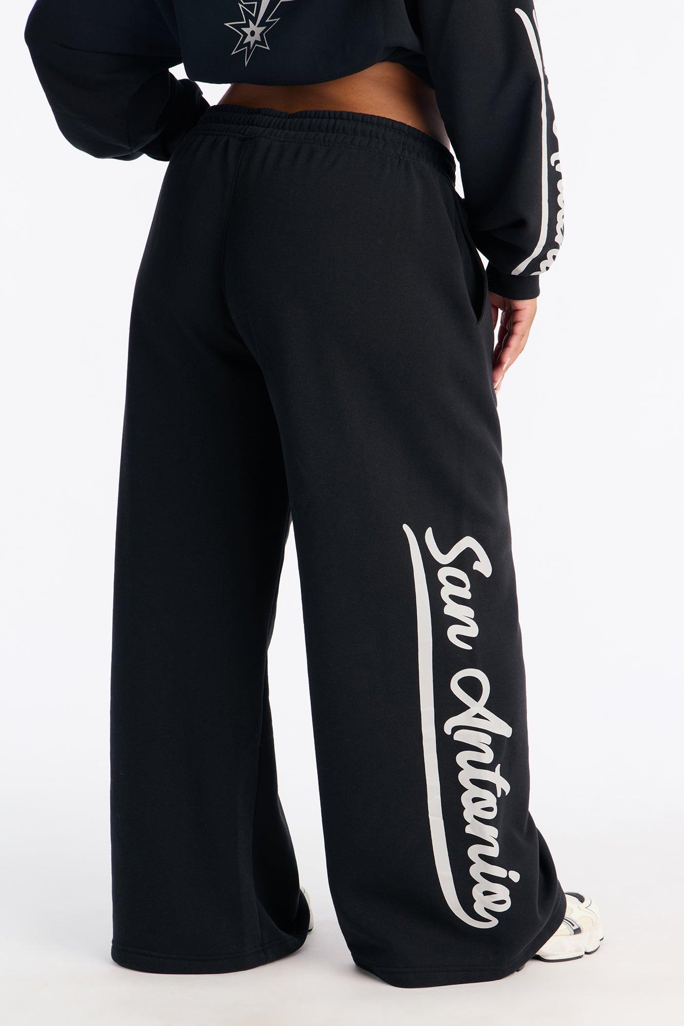 NBA San Antonio Spurs Fleece Wide Leg Pants - Black Female Product Image