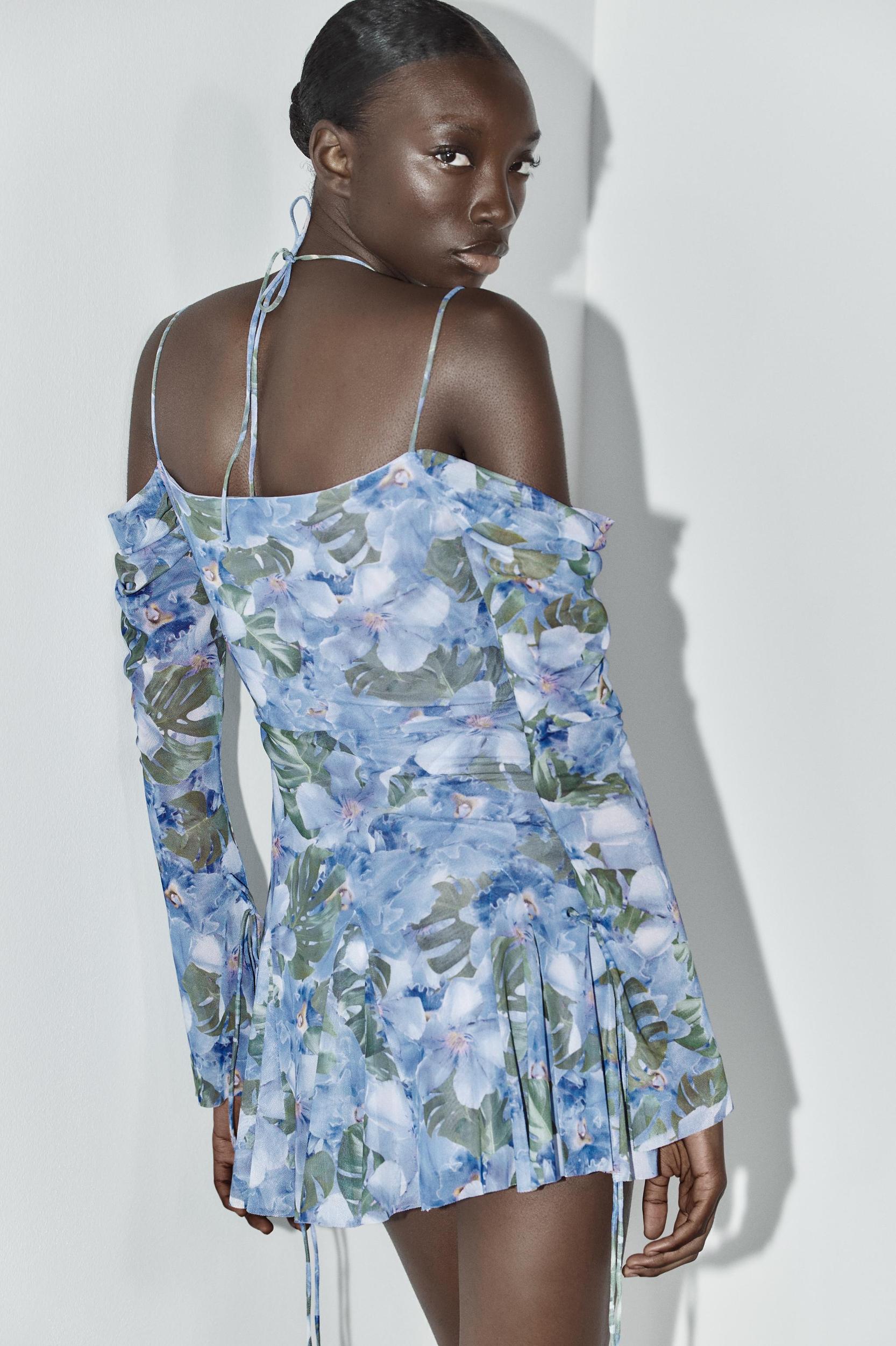 FLORAL PRINT TULLE DRESS Product Image