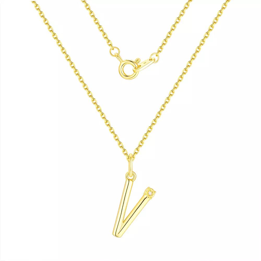 Forever Radiant Diamond Accent Initial Pendant Necklace, Women's, Size: 18", Silver Tone V Product Image