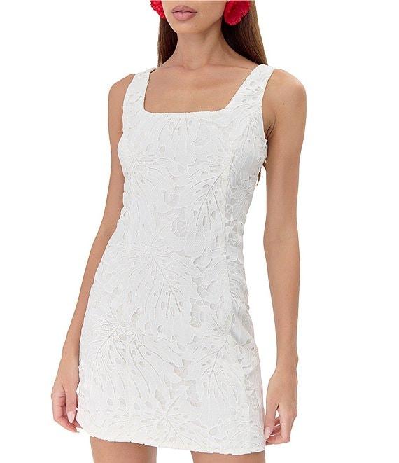 Adelyn Rae Julia 3D Lace Square Neck Sleeveless Sheath Mini Dress Product Image