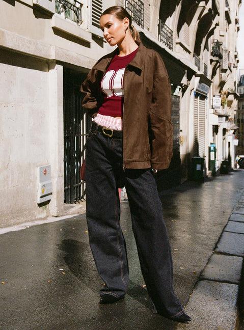 Top Model Low Rise Straight Leg Jeans Charcoal Product Image