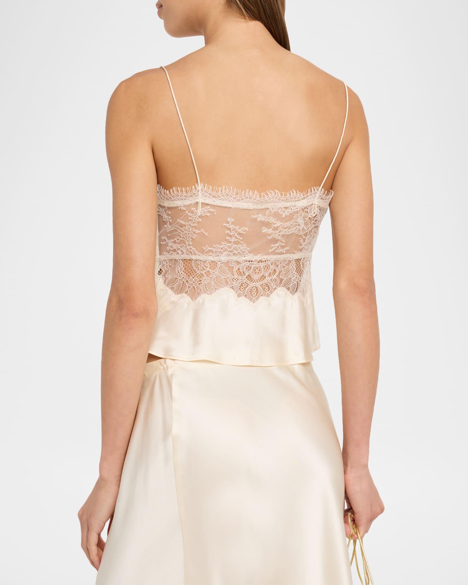 Belfast Silk-Blend Lace-Trim Top Product Image