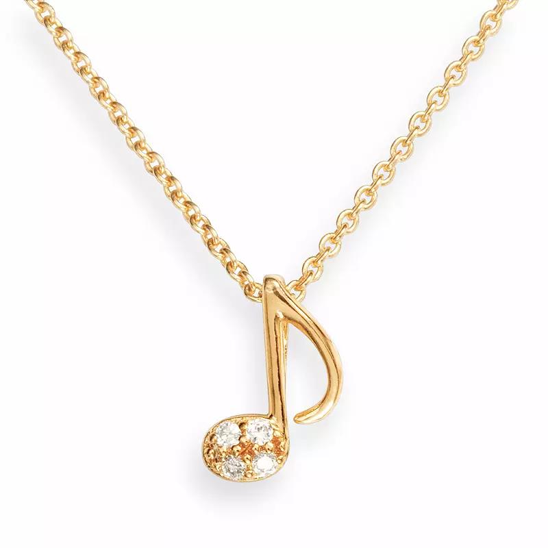 Sophie Miller 14k Gold Over Silver Cubic Zirconia Music Note Pendant, Women's, Size: 16", White Product Image