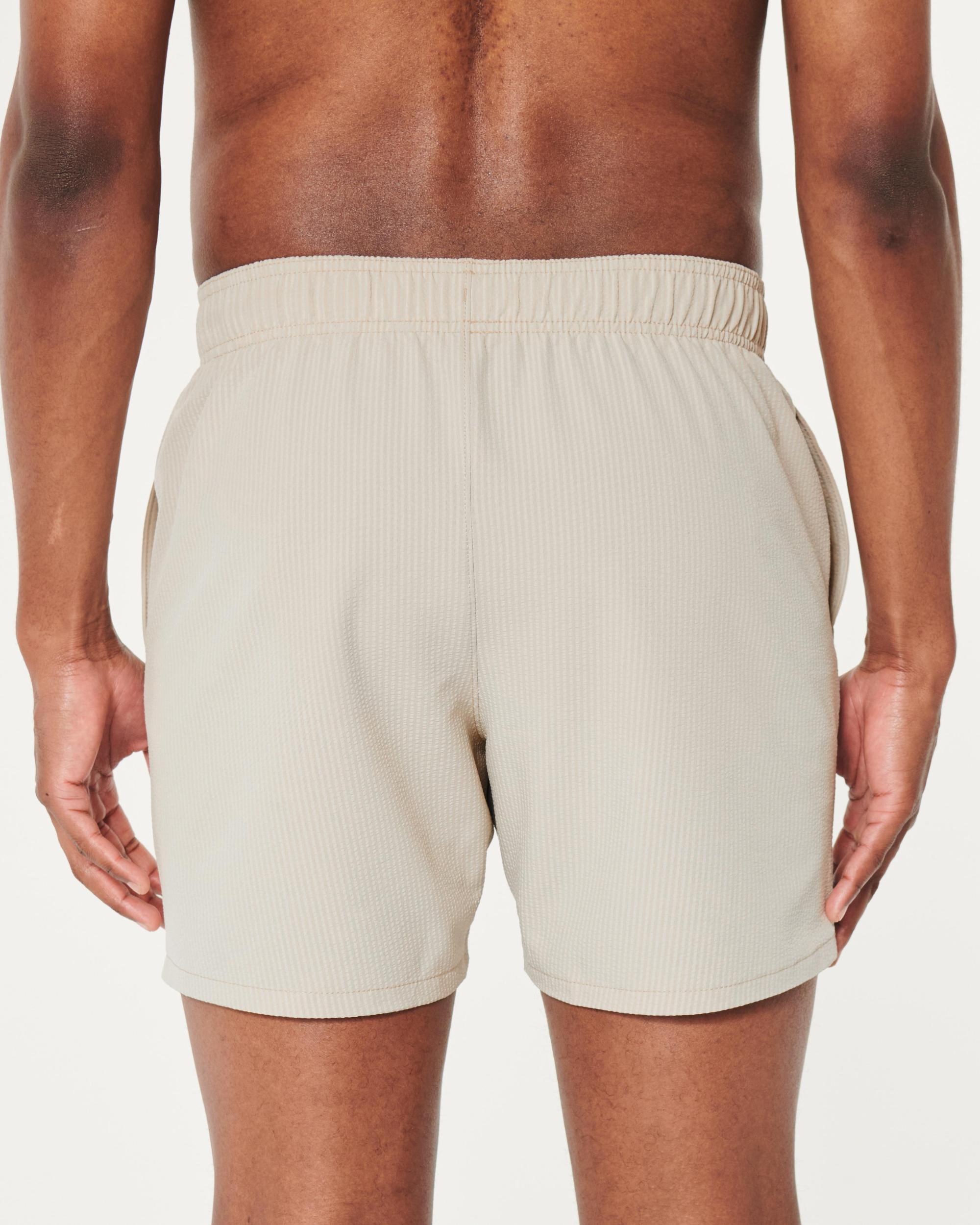 Mid-Thigh Seersucker Volley Swim Trunks Product Image