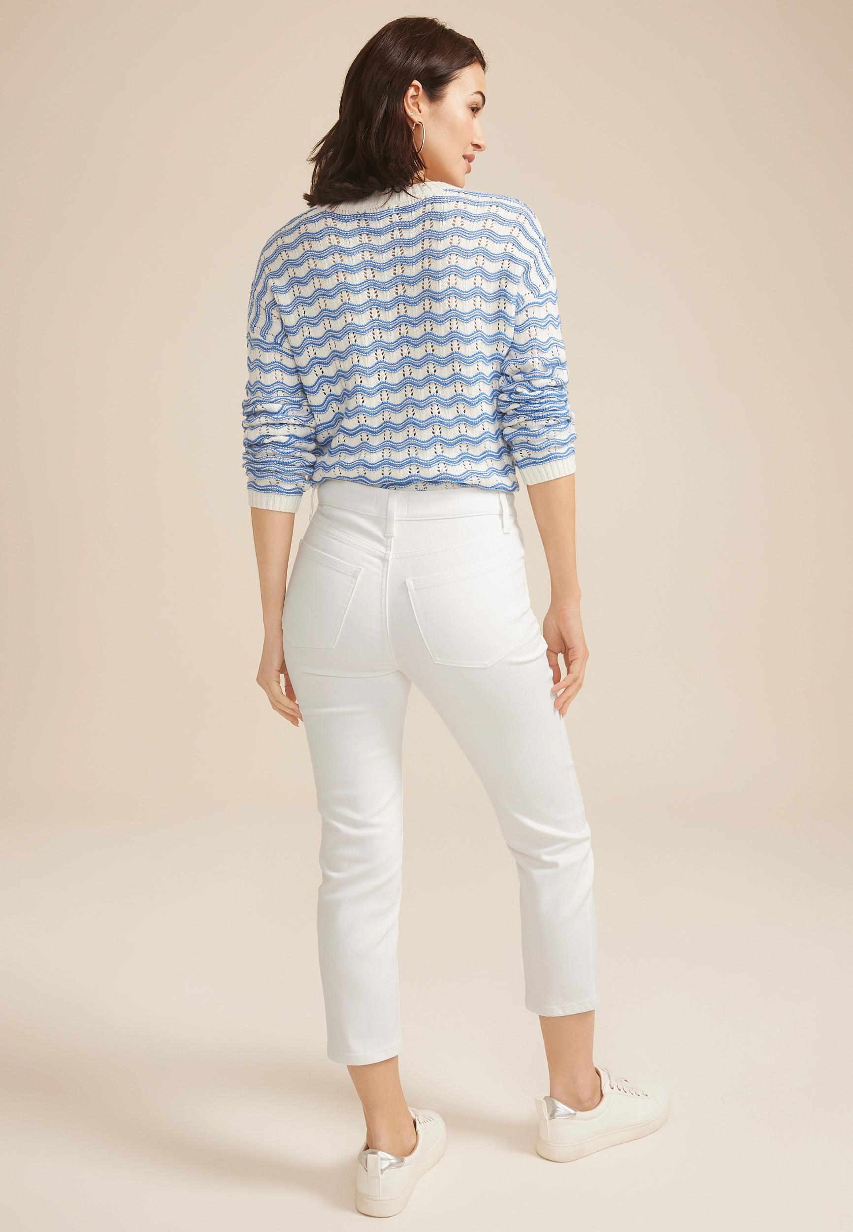 m jeans by maurices™ High Rise Button Fly Straight Cropped Jean Product Image