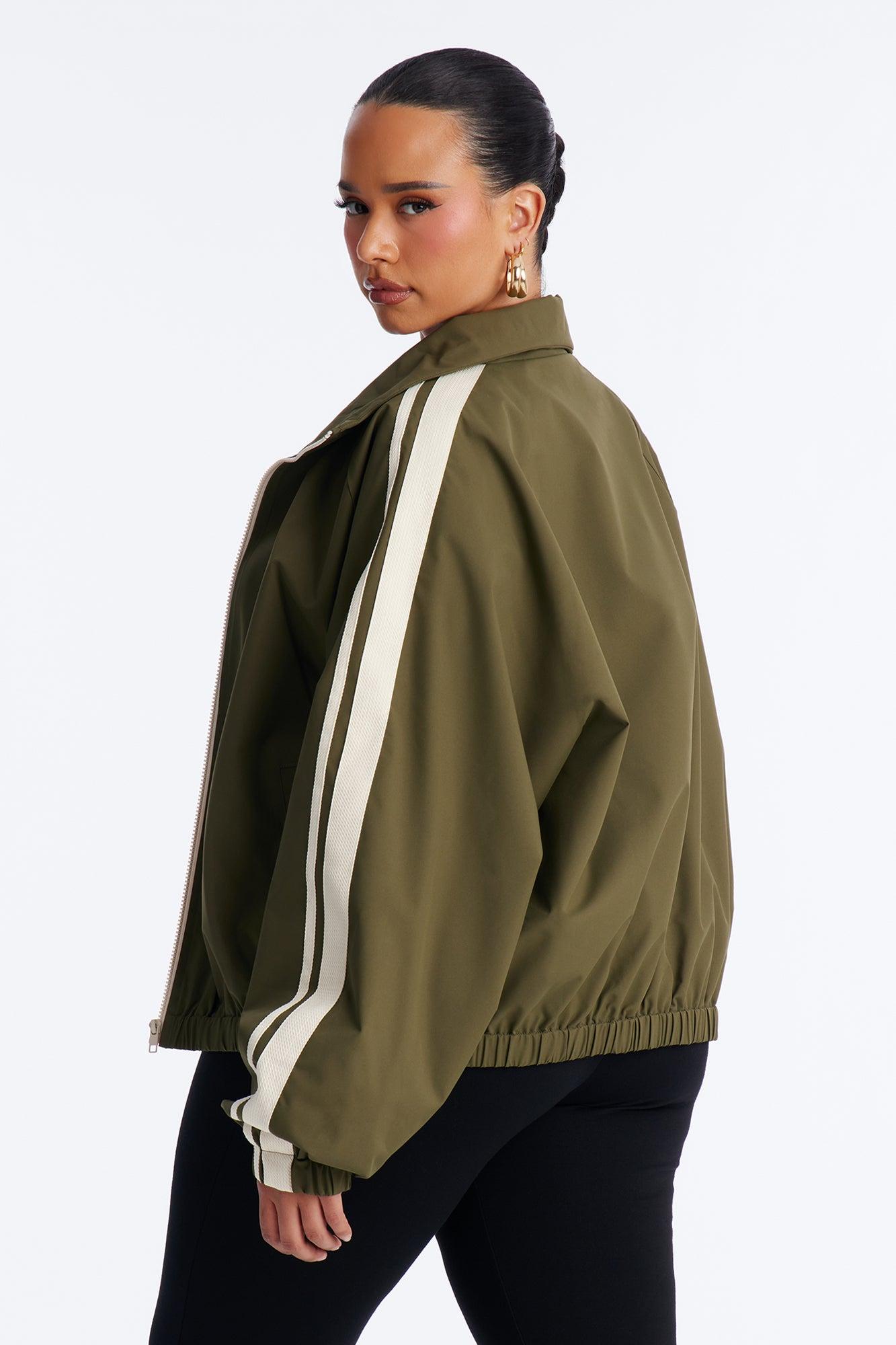 Trackstar Contrast Windbreaker Jacket - Green/combo Female Product Image