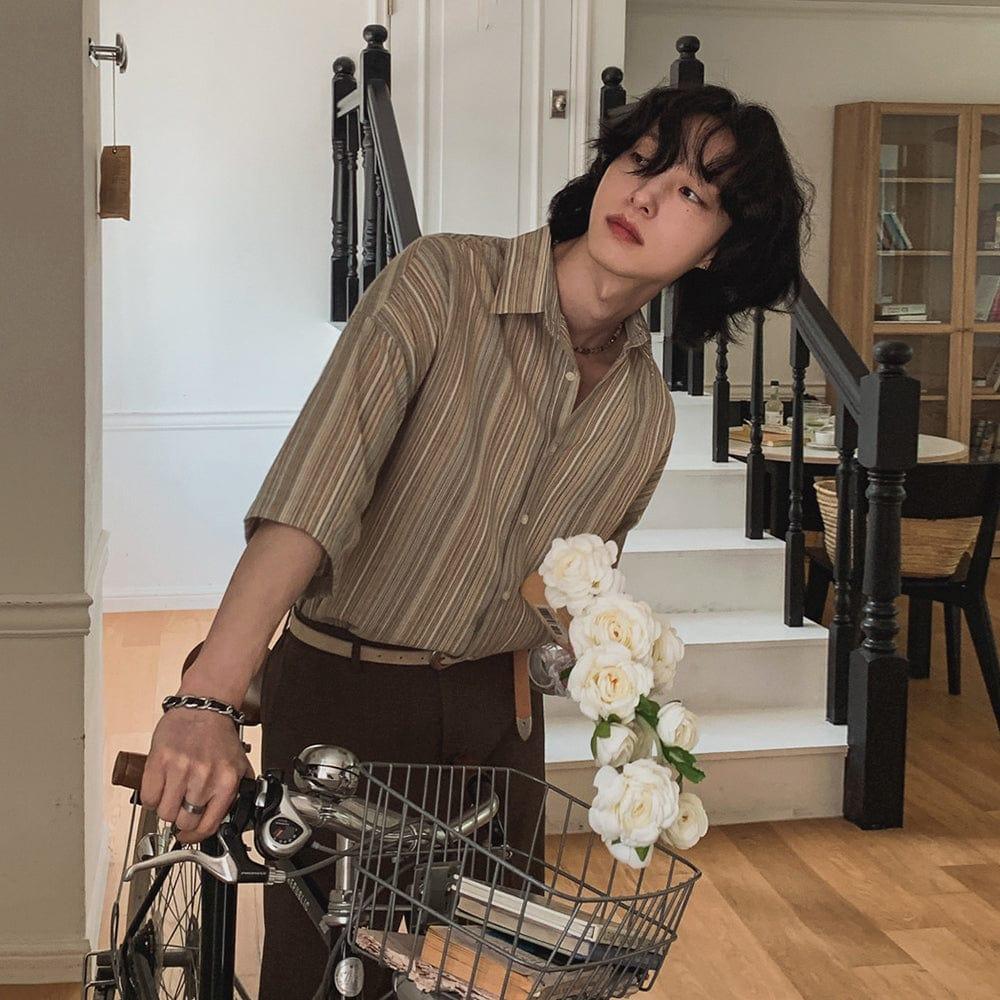 RT No. 12649 VERTICAL STRIPED BUTTON UP SHIRT Product Image