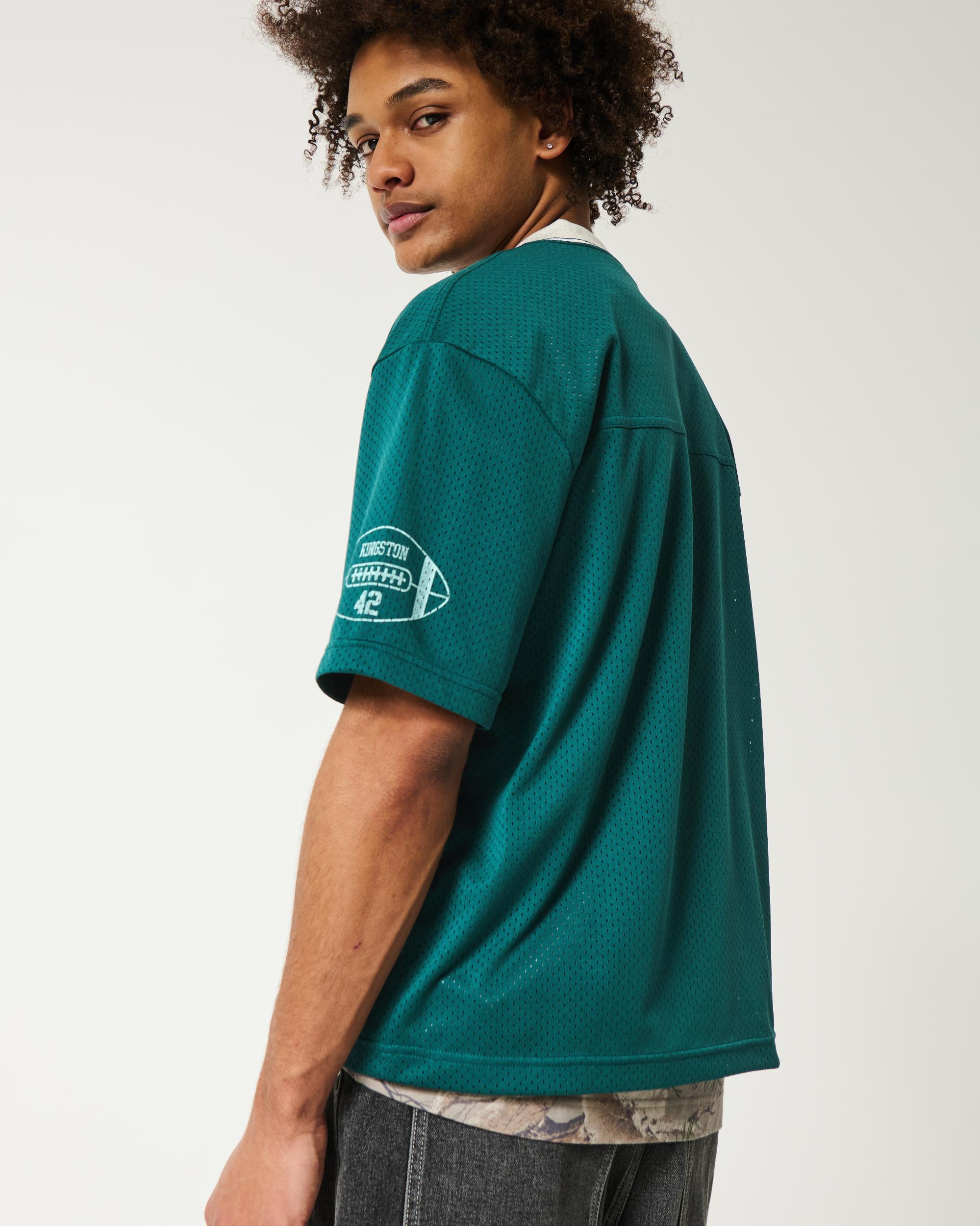 Boxy Crop Mesh Graphic Jersey Product Image