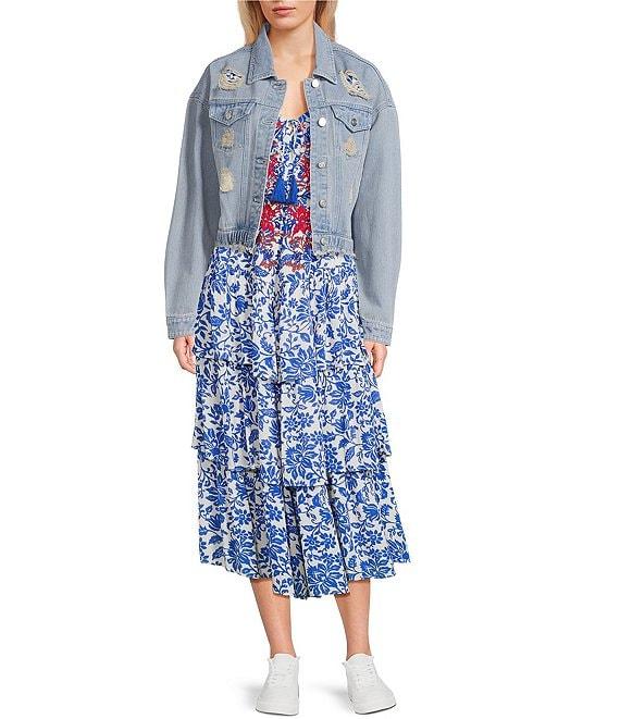 C&V Chelsea & Violet Brushed Distressed Denim Jacket Product Image