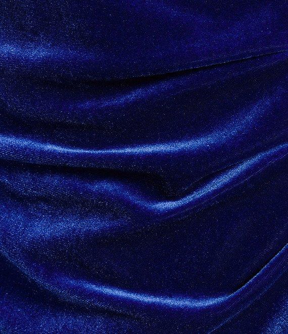 Marina Stretch Velvet Beaded Long Sleeve Pleated Side Dress Product Image
