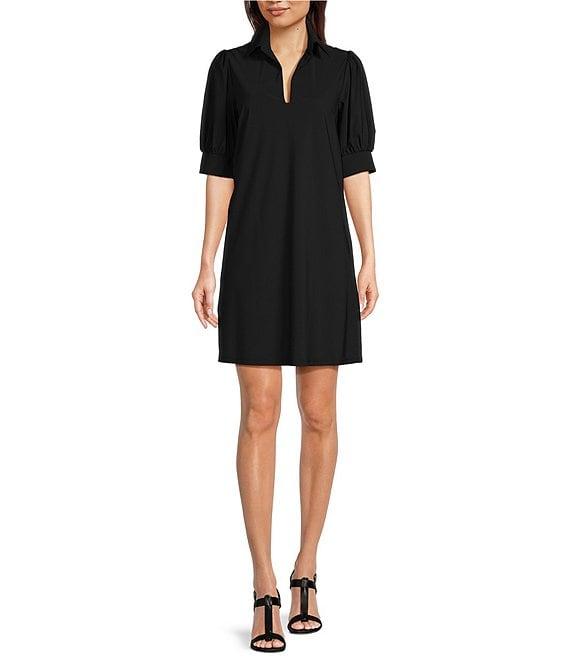 Jude Connally Emerson Jude Cloth Knit Point Collar Puffed Sleeve Shift Dress Product Image