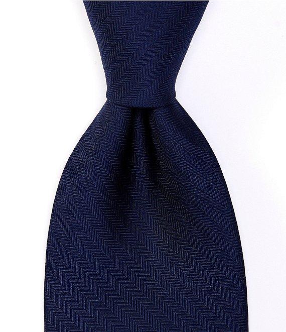 Roundtree & Yorke Herringbone Solid Narrow 3 1/8#double; Silk Tie Product Image